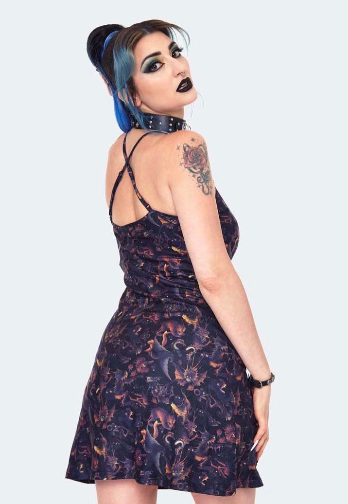 Jawbreaker - Paradise Lost Print Slip Black - Dress | Women-Image