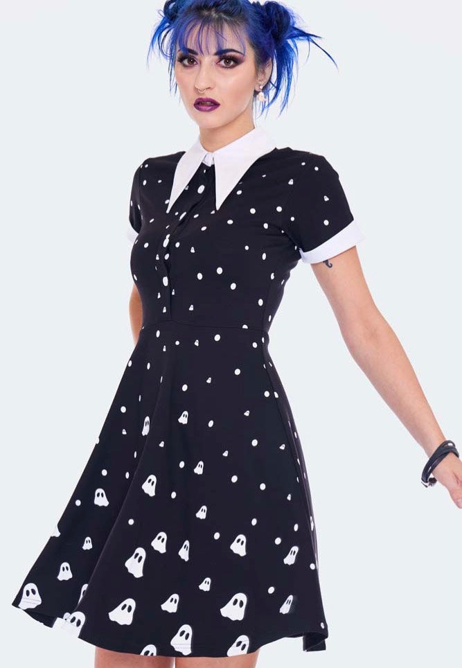 Jawbreaker - Ghost Print Wednesday Black - Dress | Women-Image