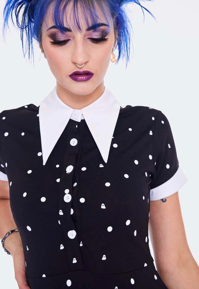 Jawbreaker - Ghost Print Wednesday Black - Dress | Women-Image