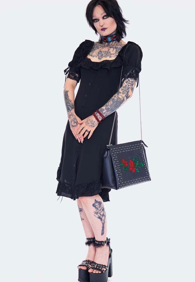 Jawbreaker - Lace Neck Black - Dress | Women-Image