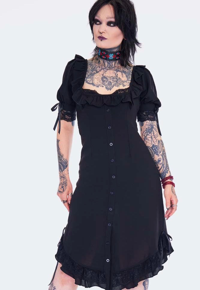 Jawbreaker - Lace Neck Black - Dress | Women-Image