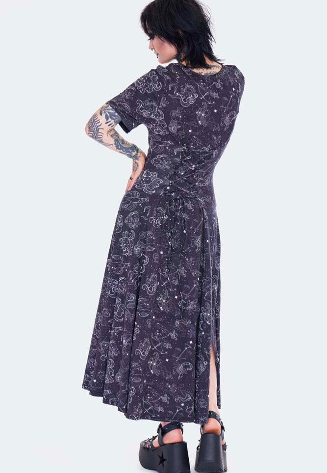 Jawbreaker - Zodiac Constellation Midi Black - Dress | Women-Image