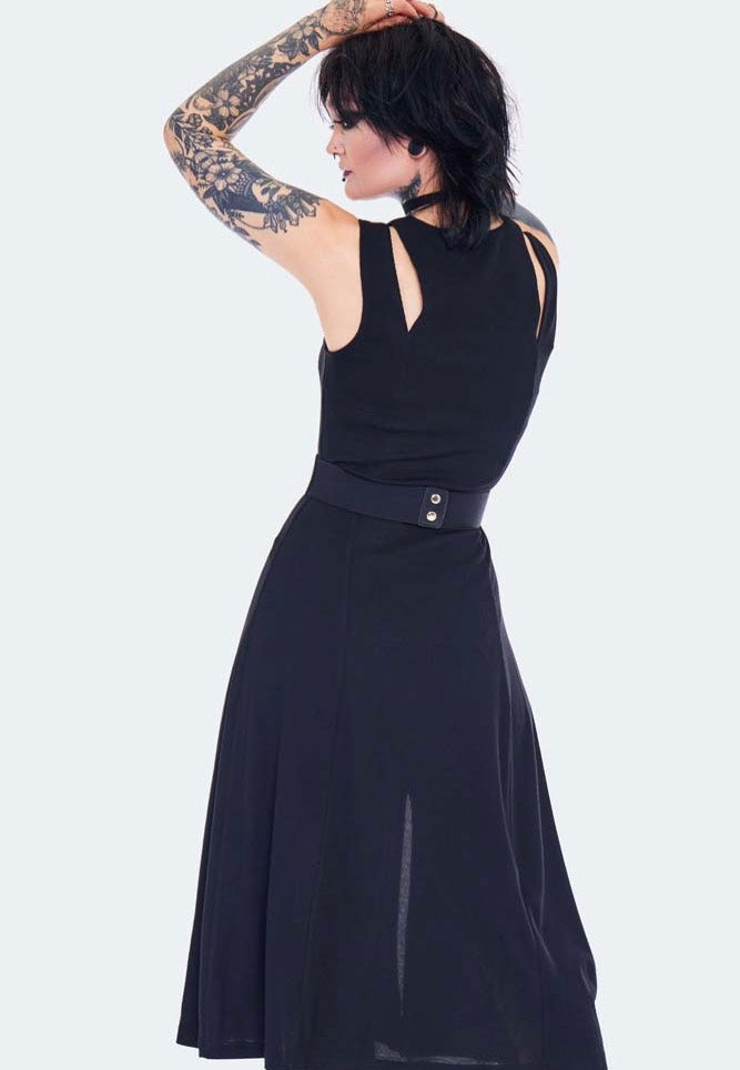 Jawbreaker - Slashed Shoulder Black - Dress | Women-Image