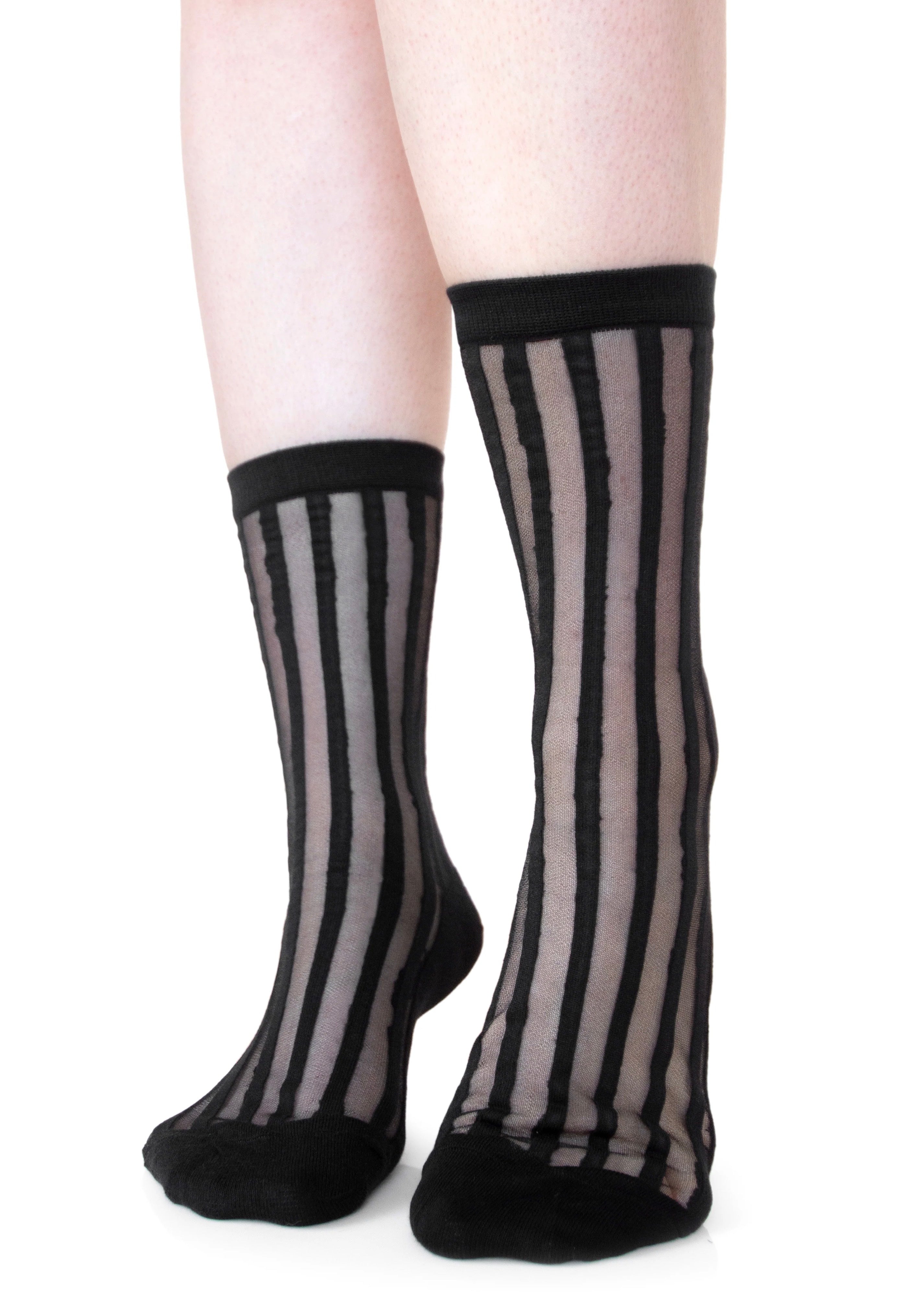 Foxblood - Mesh Vertical Striped Black - Socks | Neutral-Image