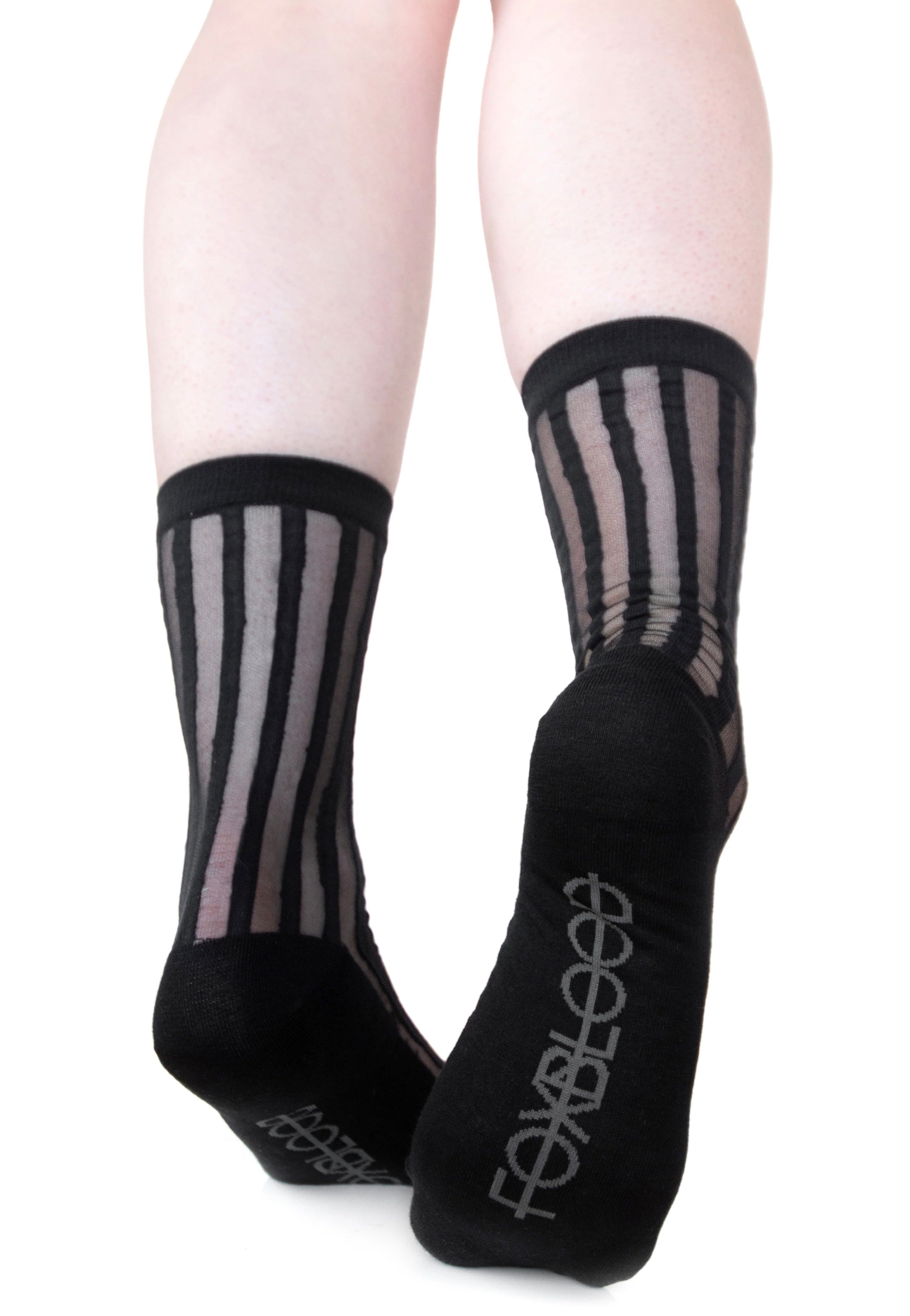 Foxblood - Mesh Vertical Striped Black - Socks | Neutral-Image