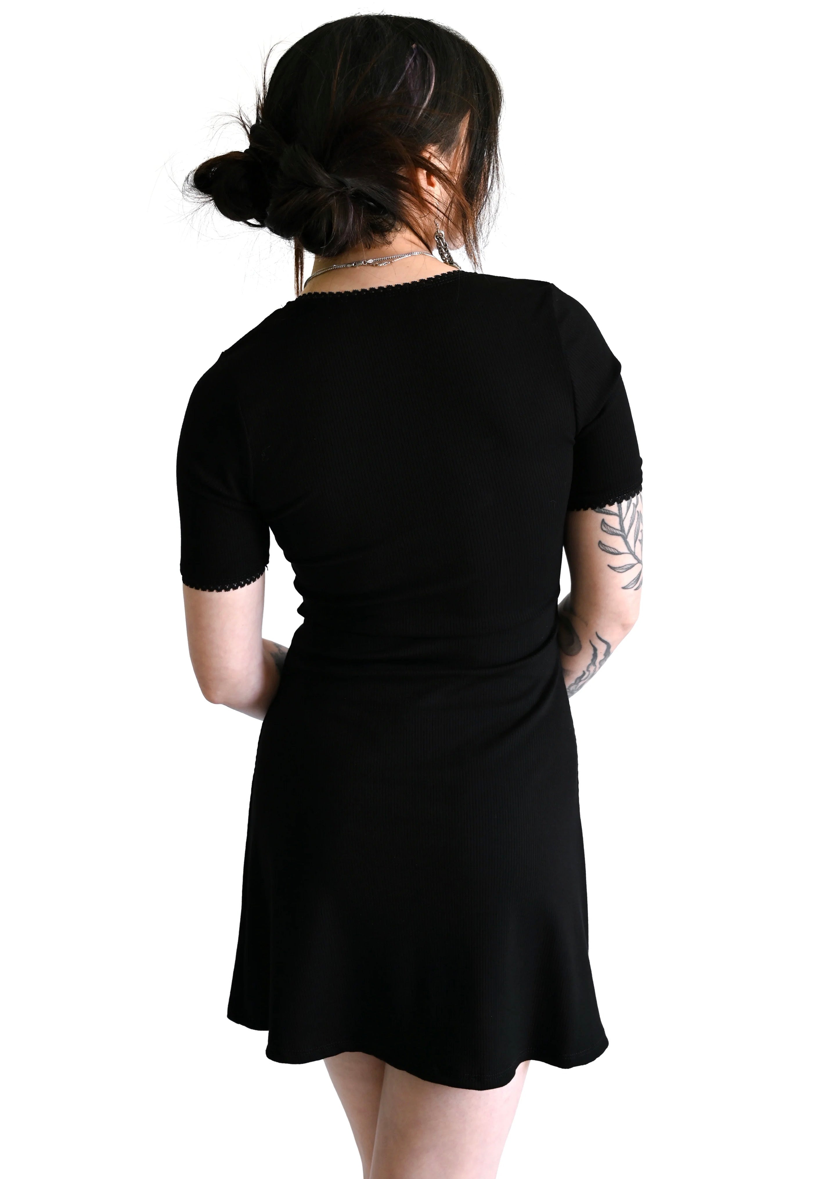 Foxblood - Natalie Ribbed Mini Black - Dress | Women-Image