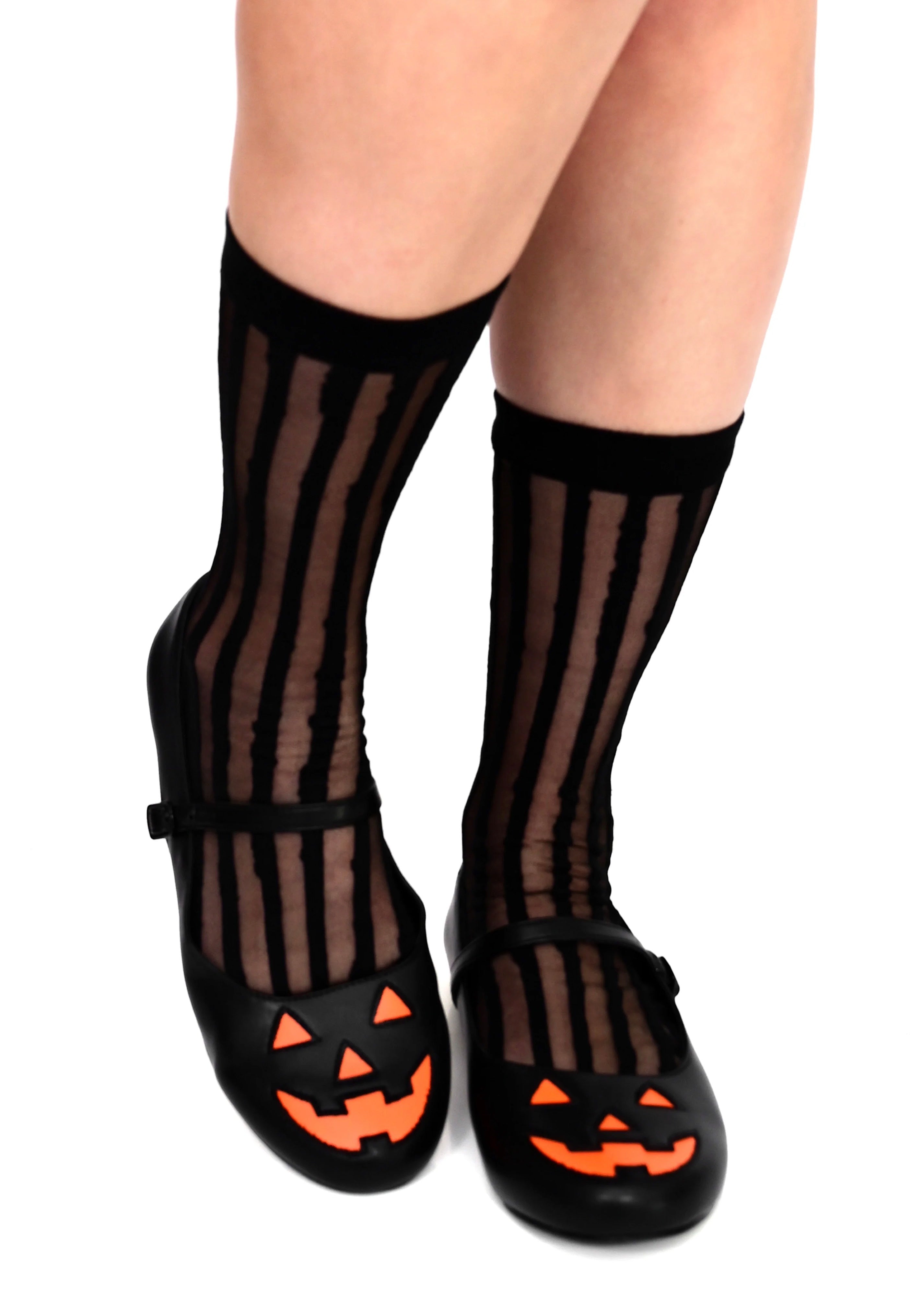 Foxblood - Mesh Vertical Striped Black - Socks | Neutral-Image