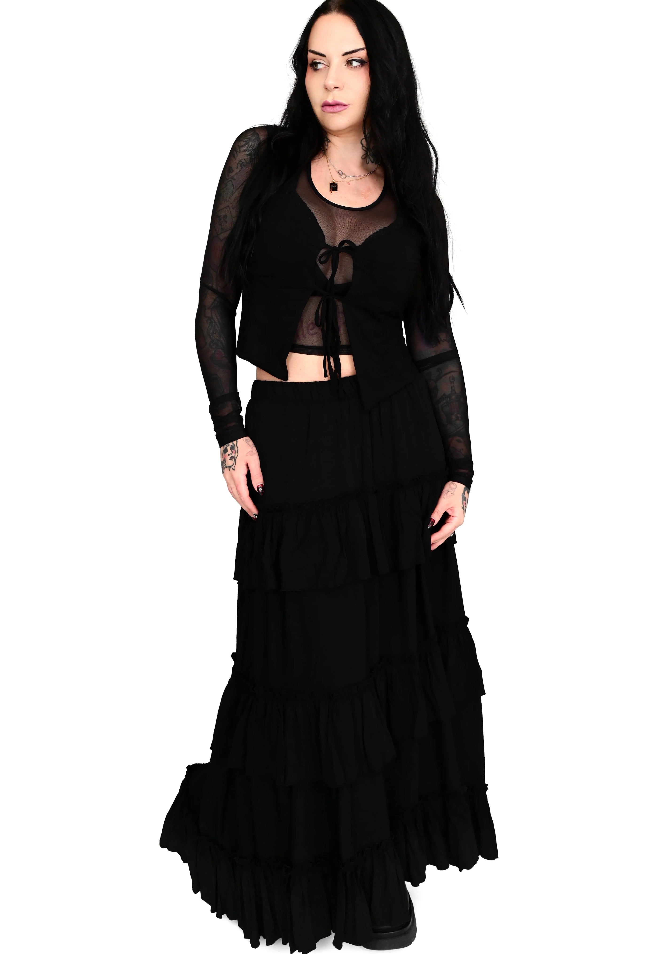 Foxblood - Leah Ruffle Black - Skirt | Women-Image