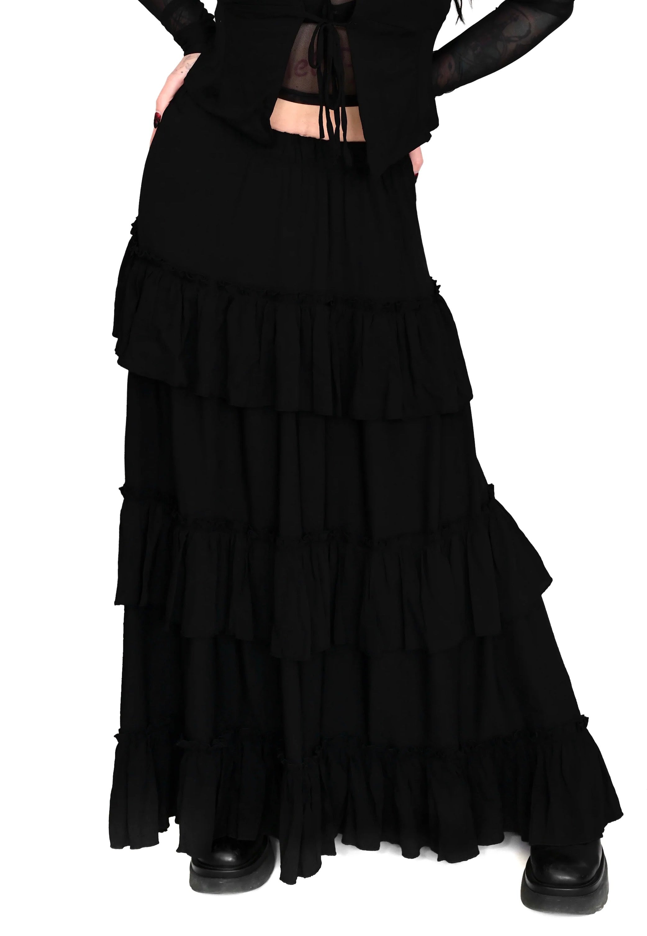 Foxblood - Leah Ruffle Black - Skirt | Women-Image