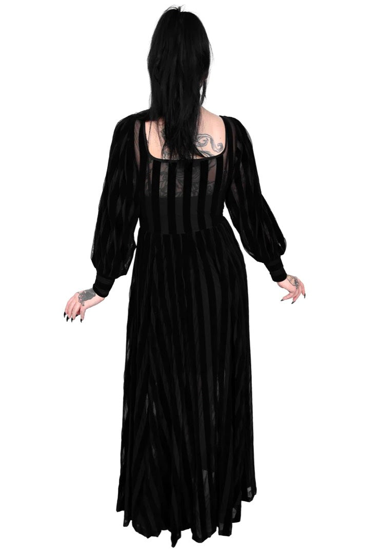 Foxblood - Victoria Striped Mesh Gown Black - Dress | Women-Image