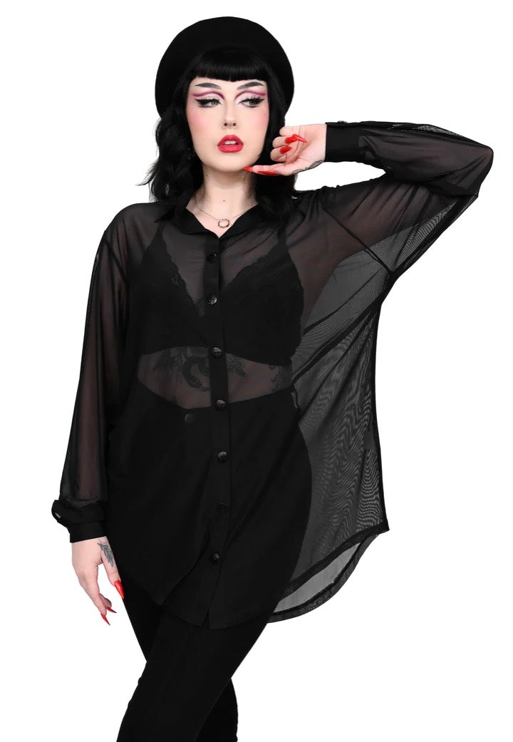 Foxblood - Mesh Memphis Oversized Black - Blouse | Women-Image