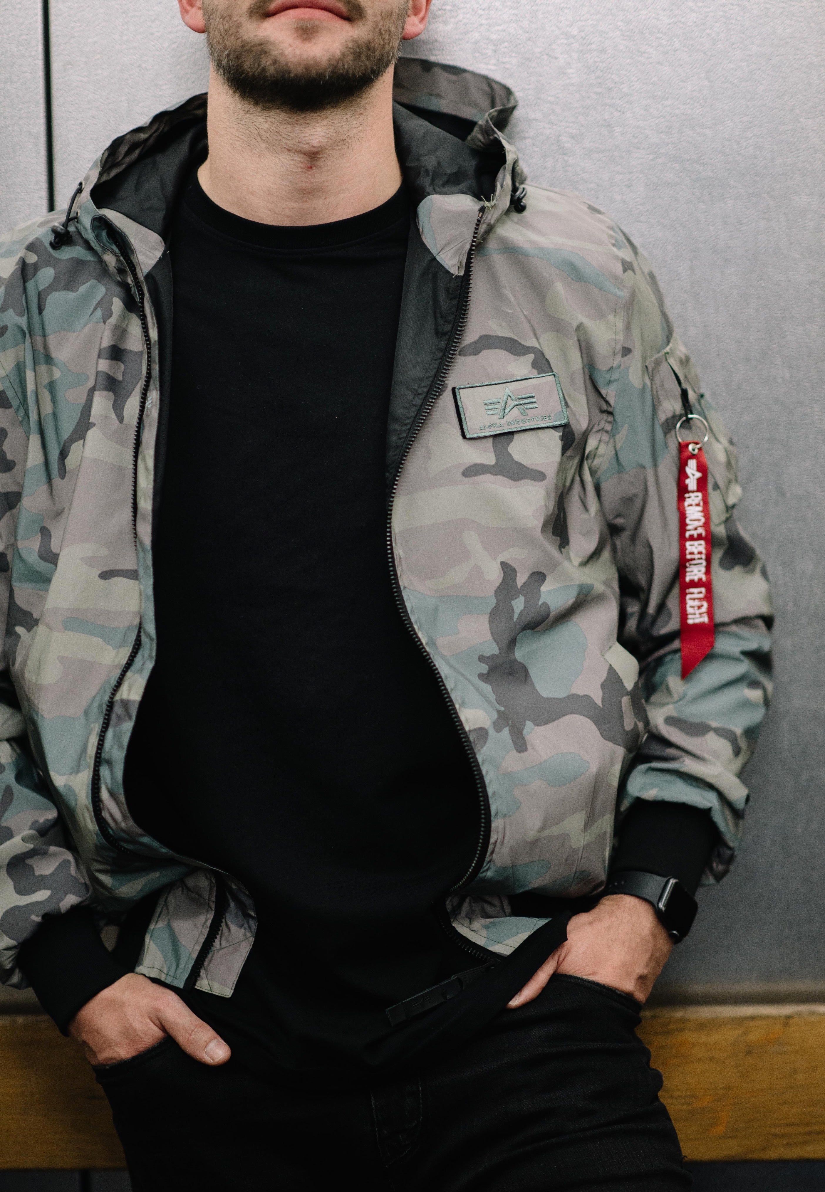 Alpha Industries - MA 1 LW Hooded Refl. Camo Woodland Camo - Jacket | Men-Image