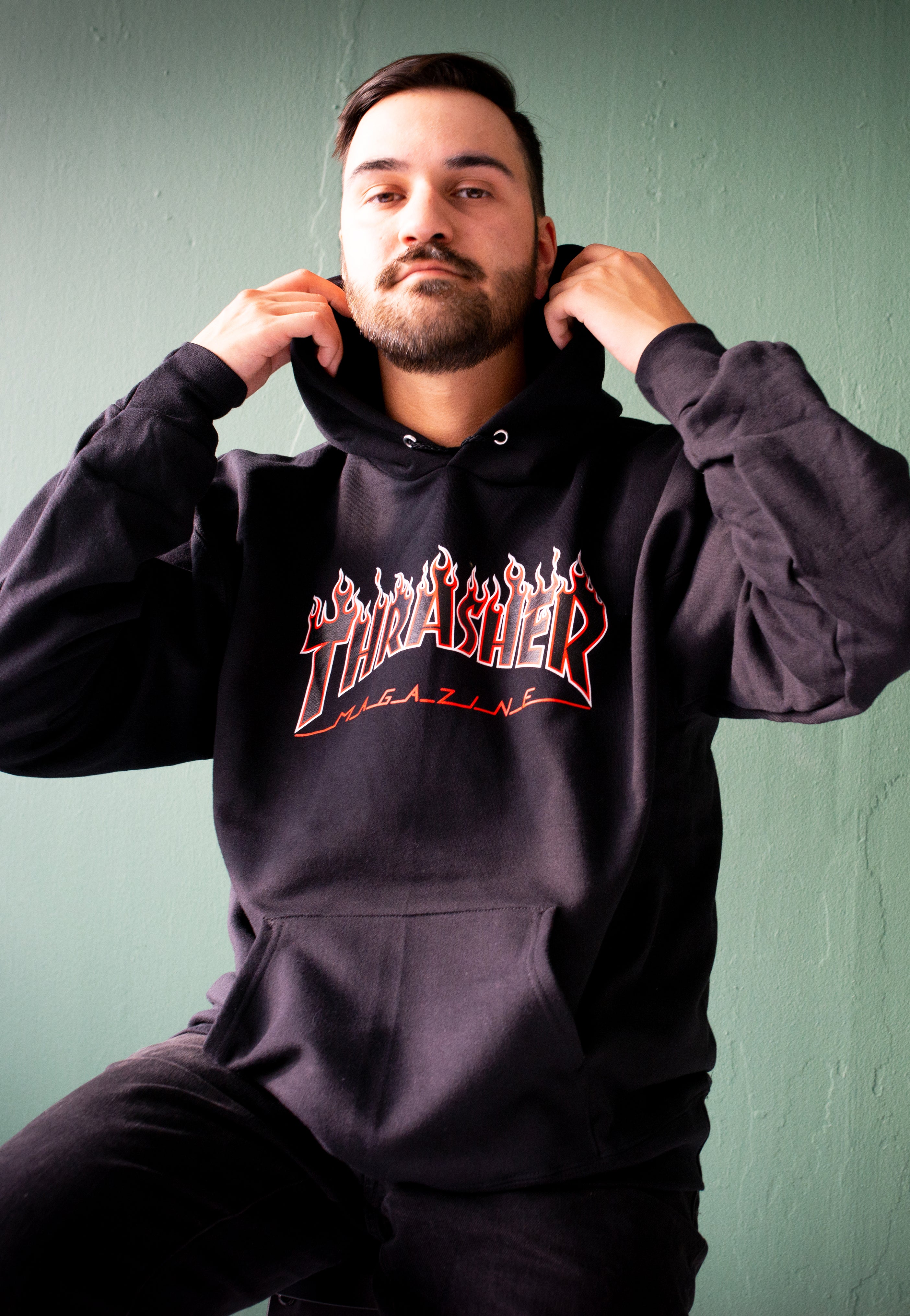 Thrasher - Flame Hood Black/Red - Hoodie | Men-Image