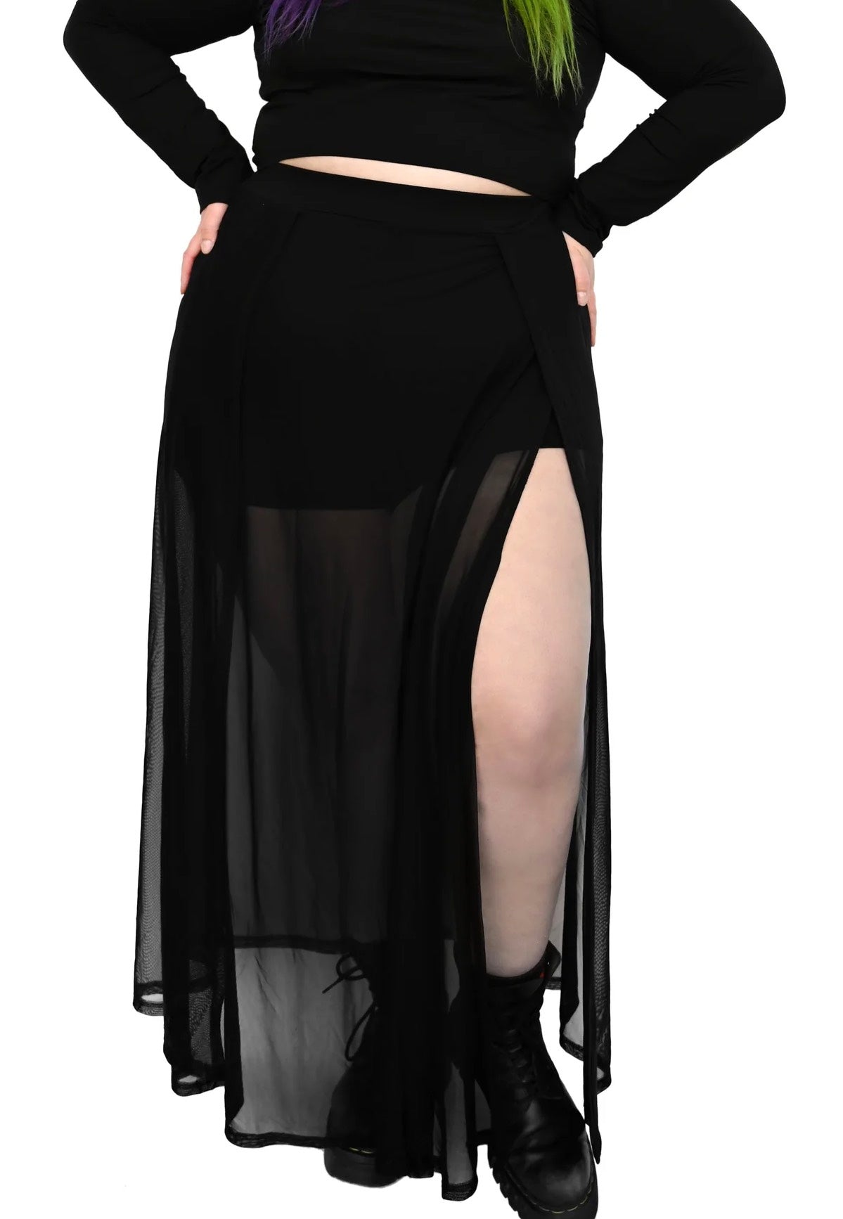 Foxblood - Mesh Darla Maxi With Built In Shorts Black - Skirt | Women-Image