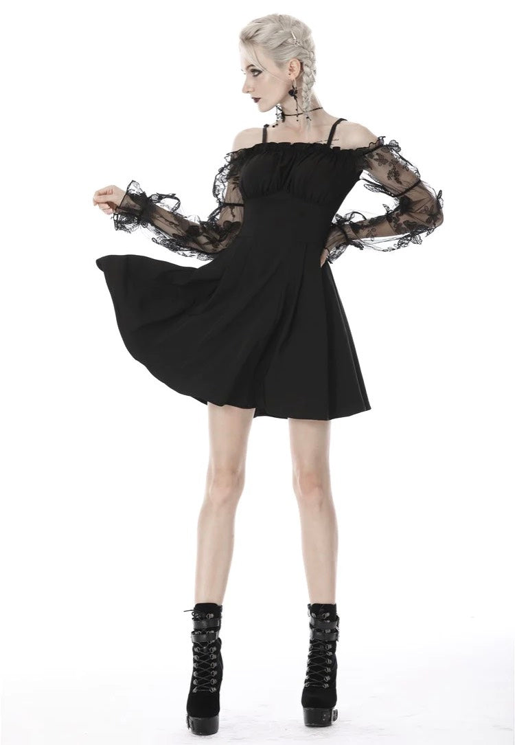 Dark In Love - Gothic Sexy Off-Shoulder Lacey Sleeves - Dress | Women-Image