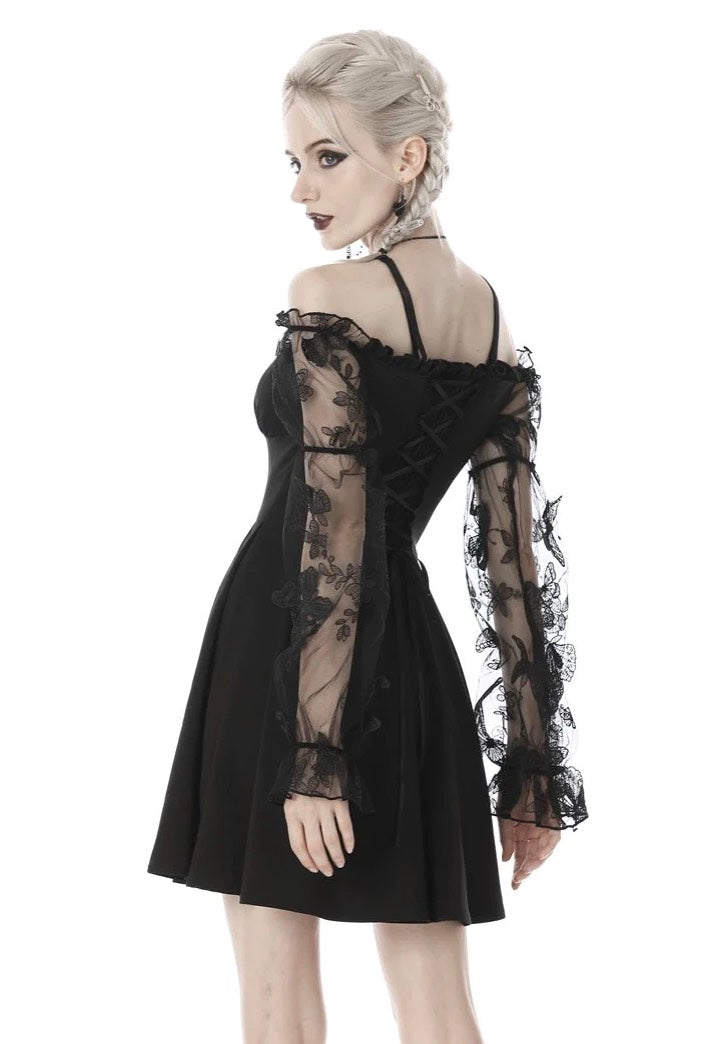 Dark In Love - Gothic Sexy Off-Shoulder Lacey Sleeves - Dress | Women-Image