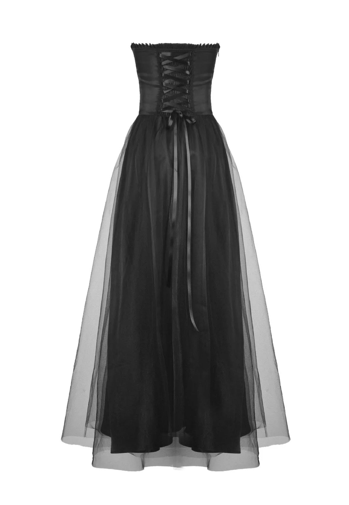 Dark In Love - Gorgeous Beaded Tulle Maxi Gothic Wedding Black - Dress | Women-Image