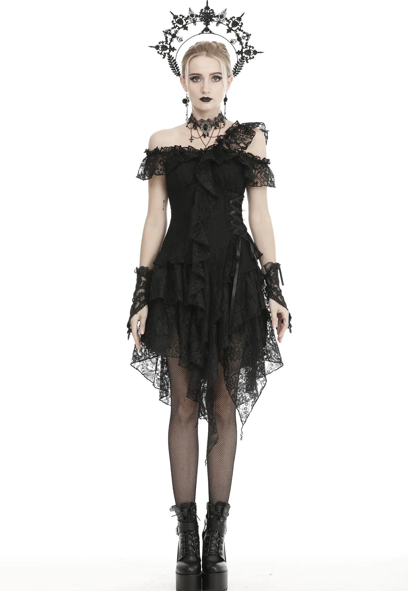 Dark in Love - Gothic Ghost Irreqular Frilly - Dress | Women-Image