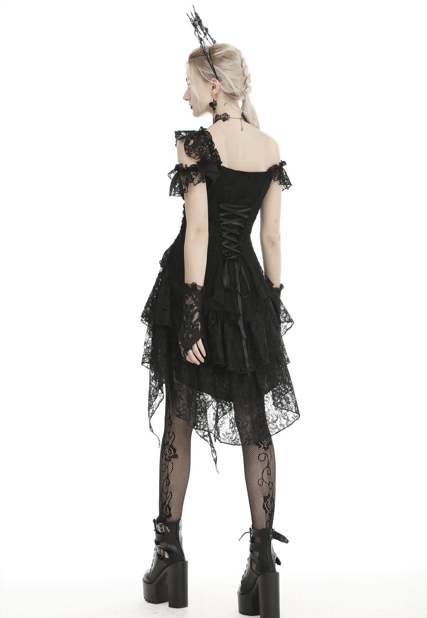 Dark in Love - Gothic Ghost Irreqular Frilly - Dress | Women-Image