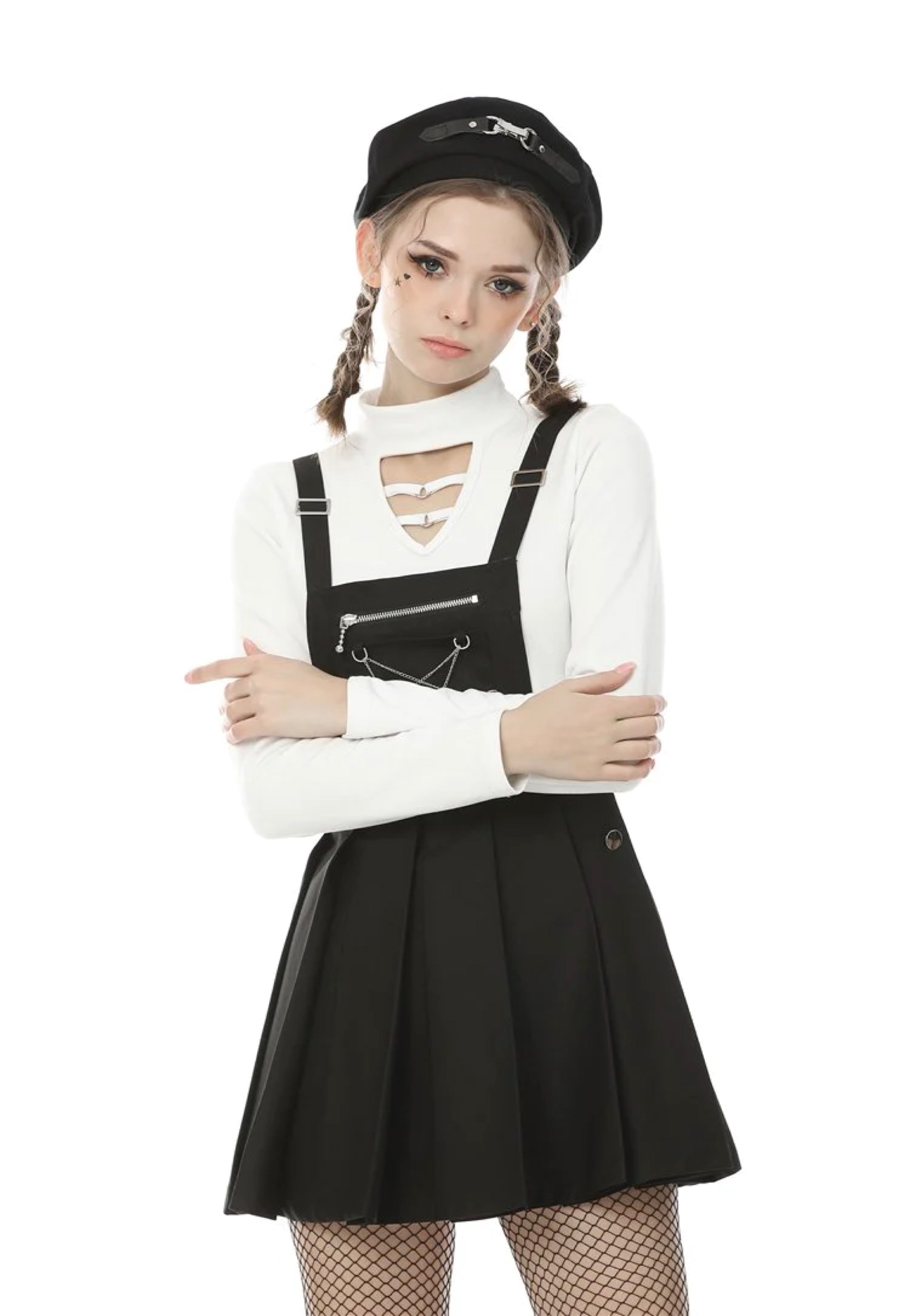 Dark In Love - Punk Locomotive Chain Star Rebel Suspender Black - Dress | Women-Image