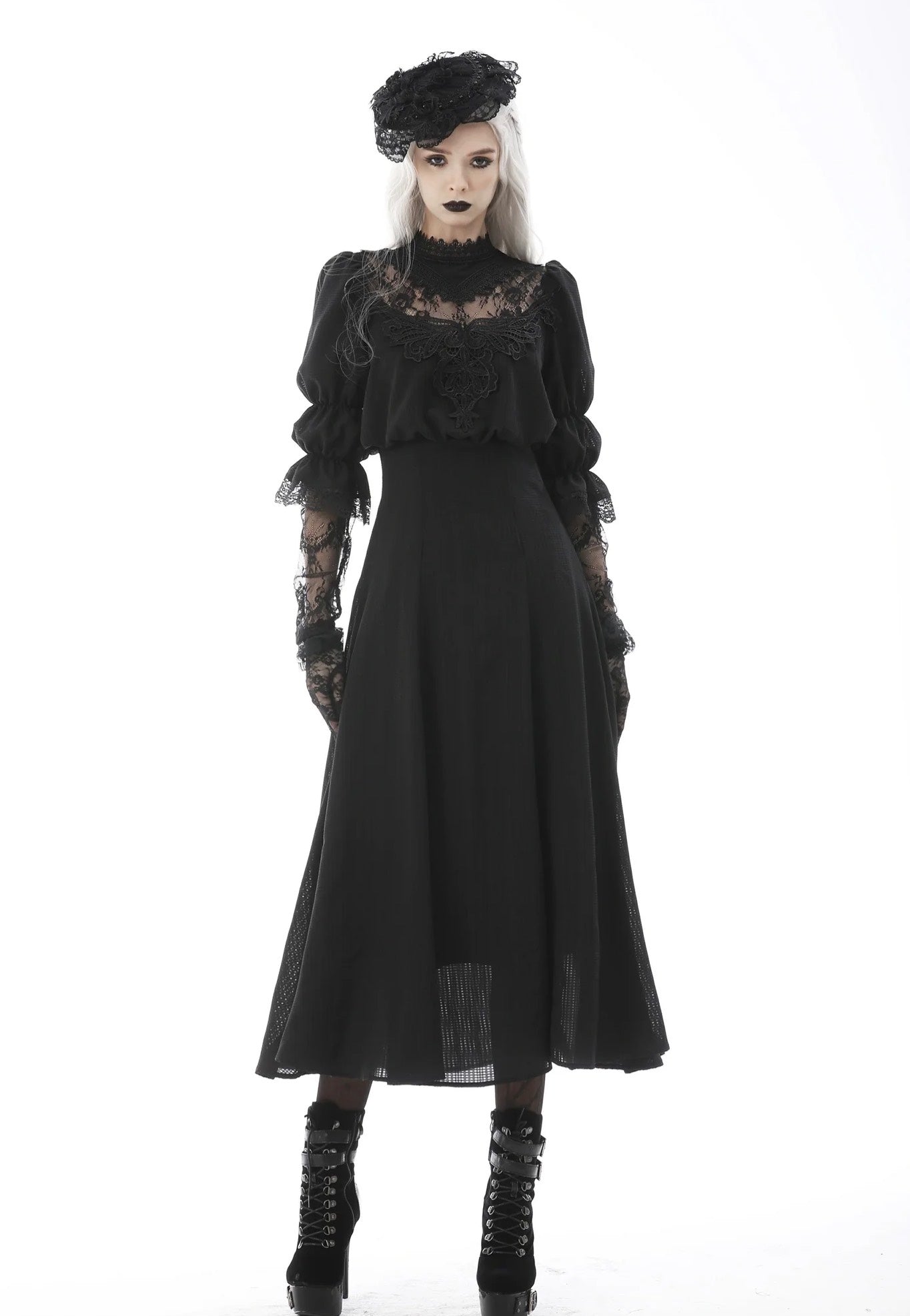 Dark in Love - Gothic Cutout Sexy Lace Angel Wings Bust - Dress | Women-Image