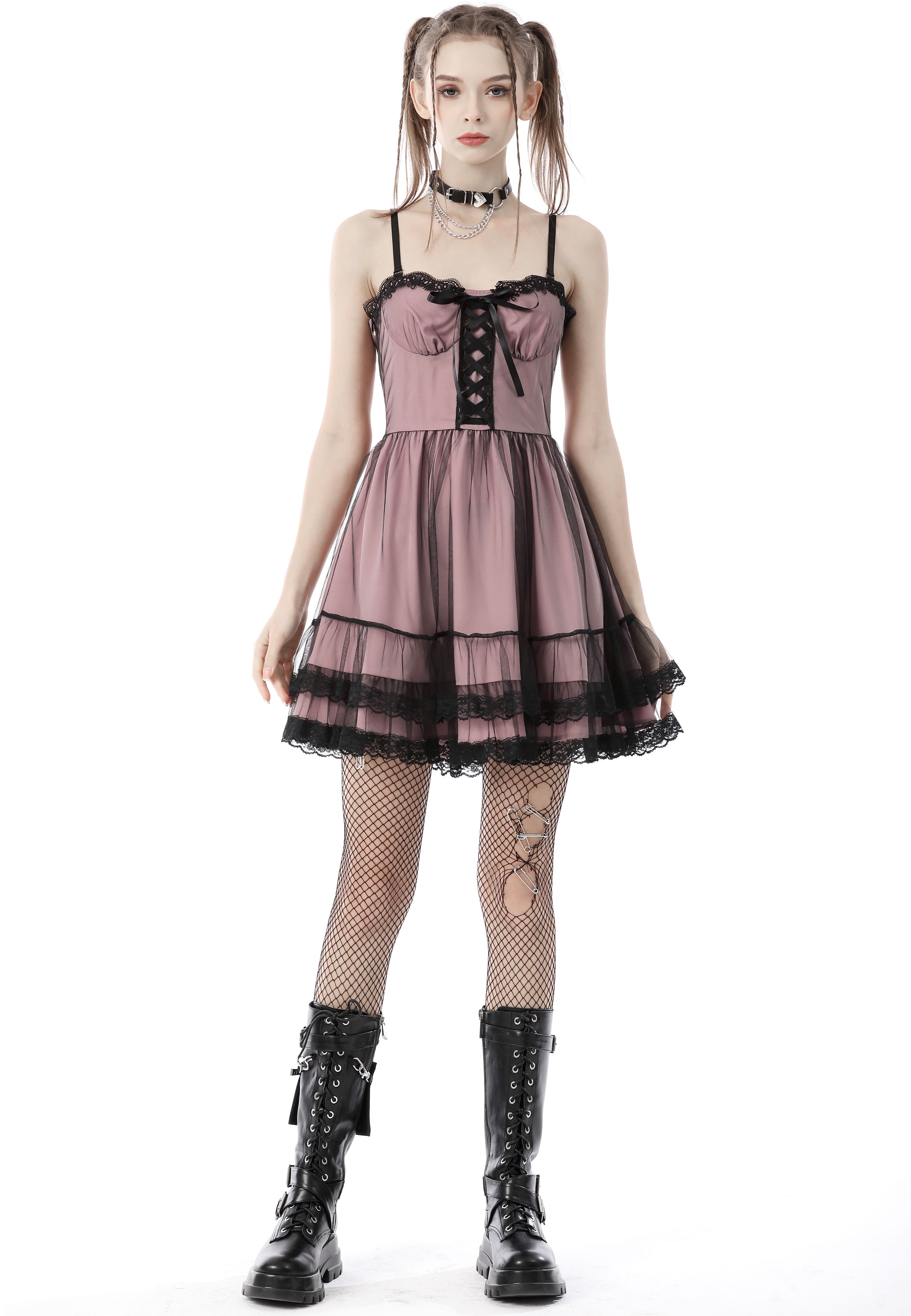 Dark In Love - Cool Mesh Pink - Dress | Women-Image