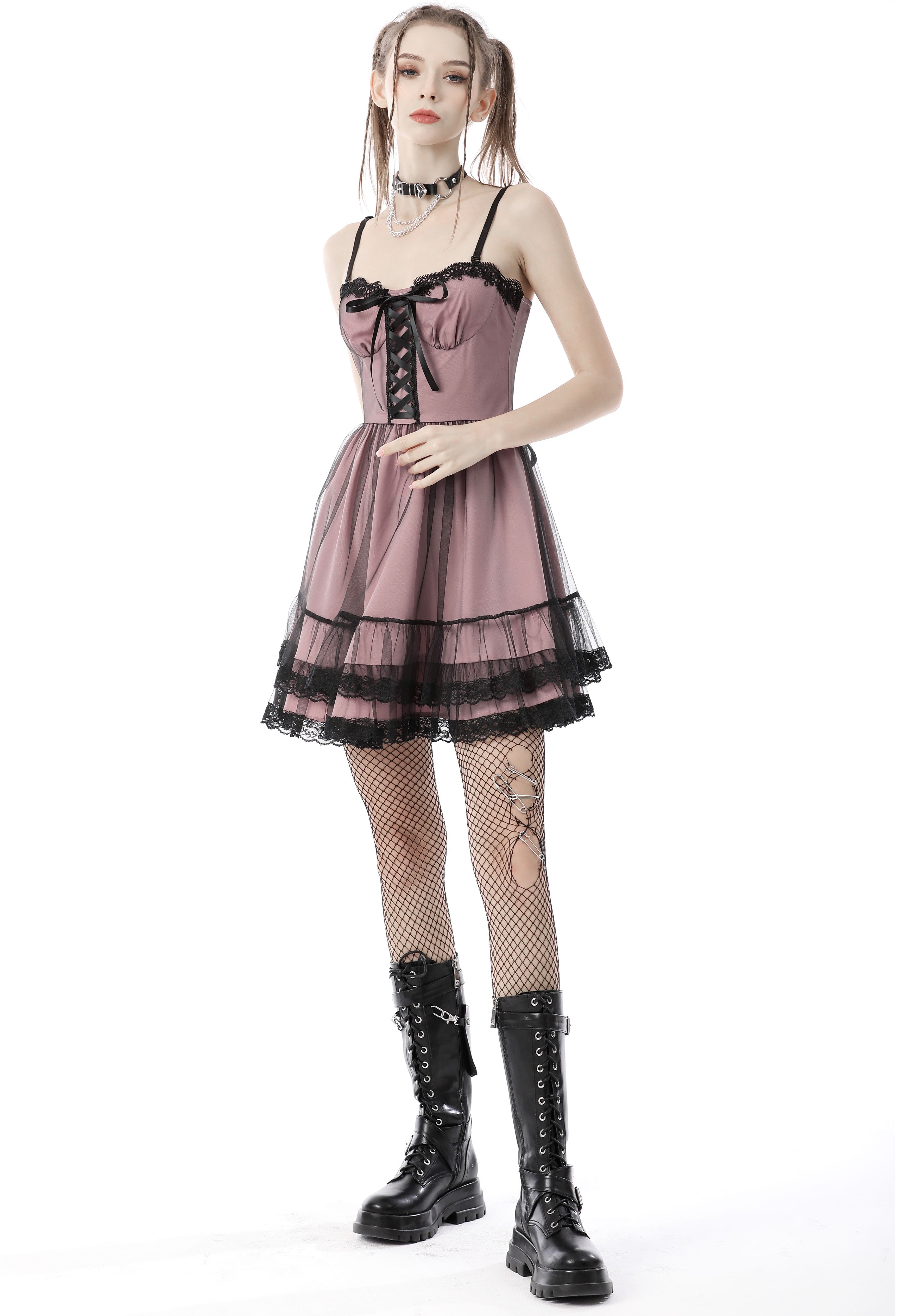 Dark In Love - Cool Mesh Pink - Dress | Women-Image