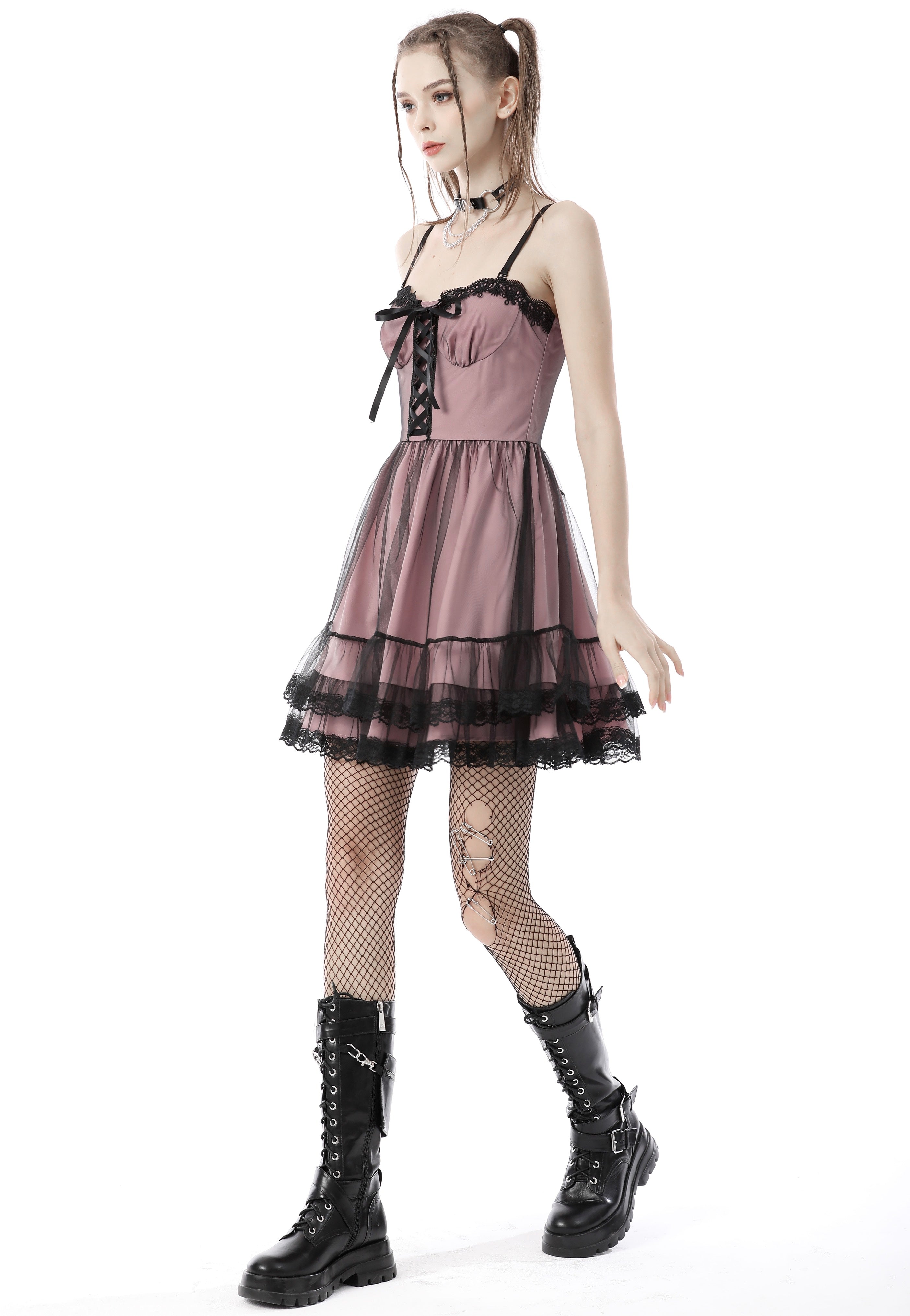 Dark In Love - Cool Mesh Pink - Dress | Women-Image