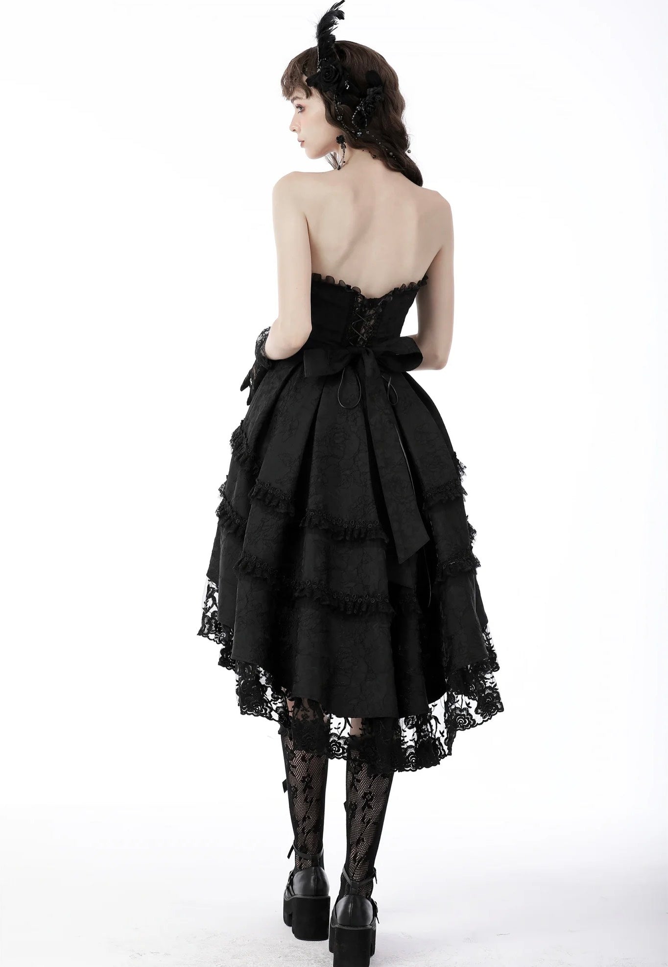 Dark In Love - Magic Girl Pleated Rose High Low Black - Dress | Women-Image