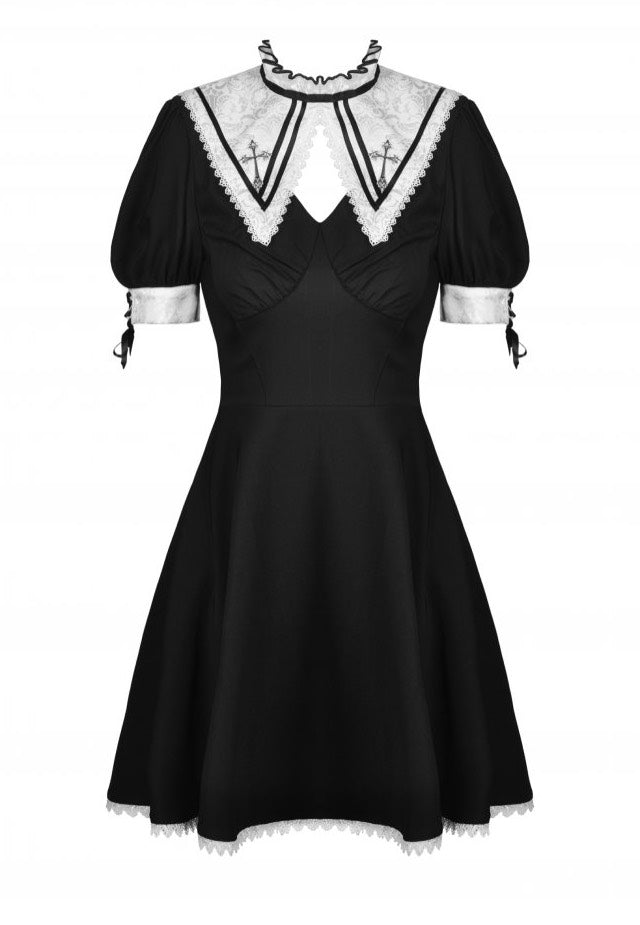 Dark In Love - Magic Princess Cross White Neckline Black - Dress | Women-Image