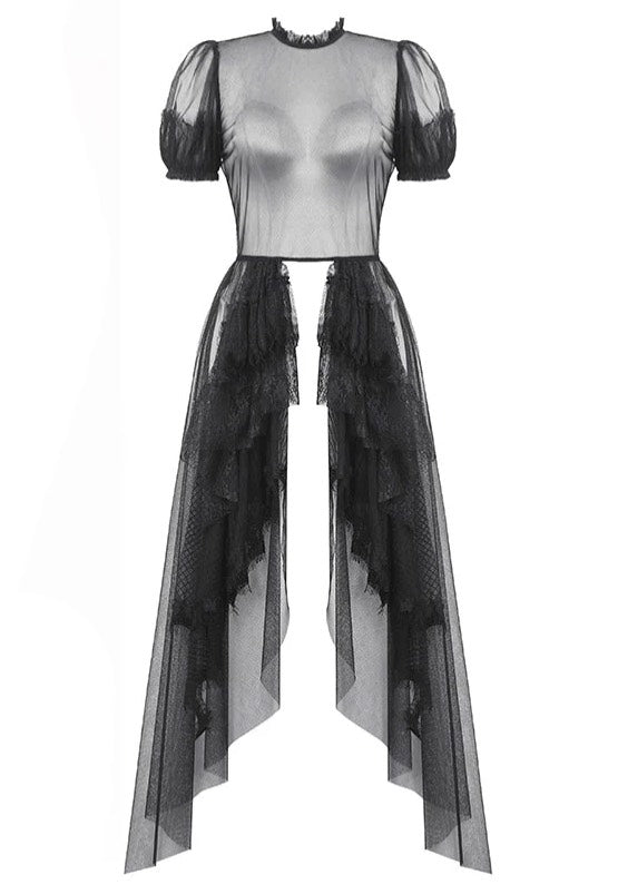 Dark In Love - Gothic Dark Night Elf Winged Mesh Black - Dress | Women-Image