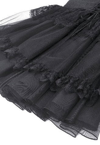 Dark In Love - Gothic Black Swan Tulle Lace Trim Black - Dress | Women-Image