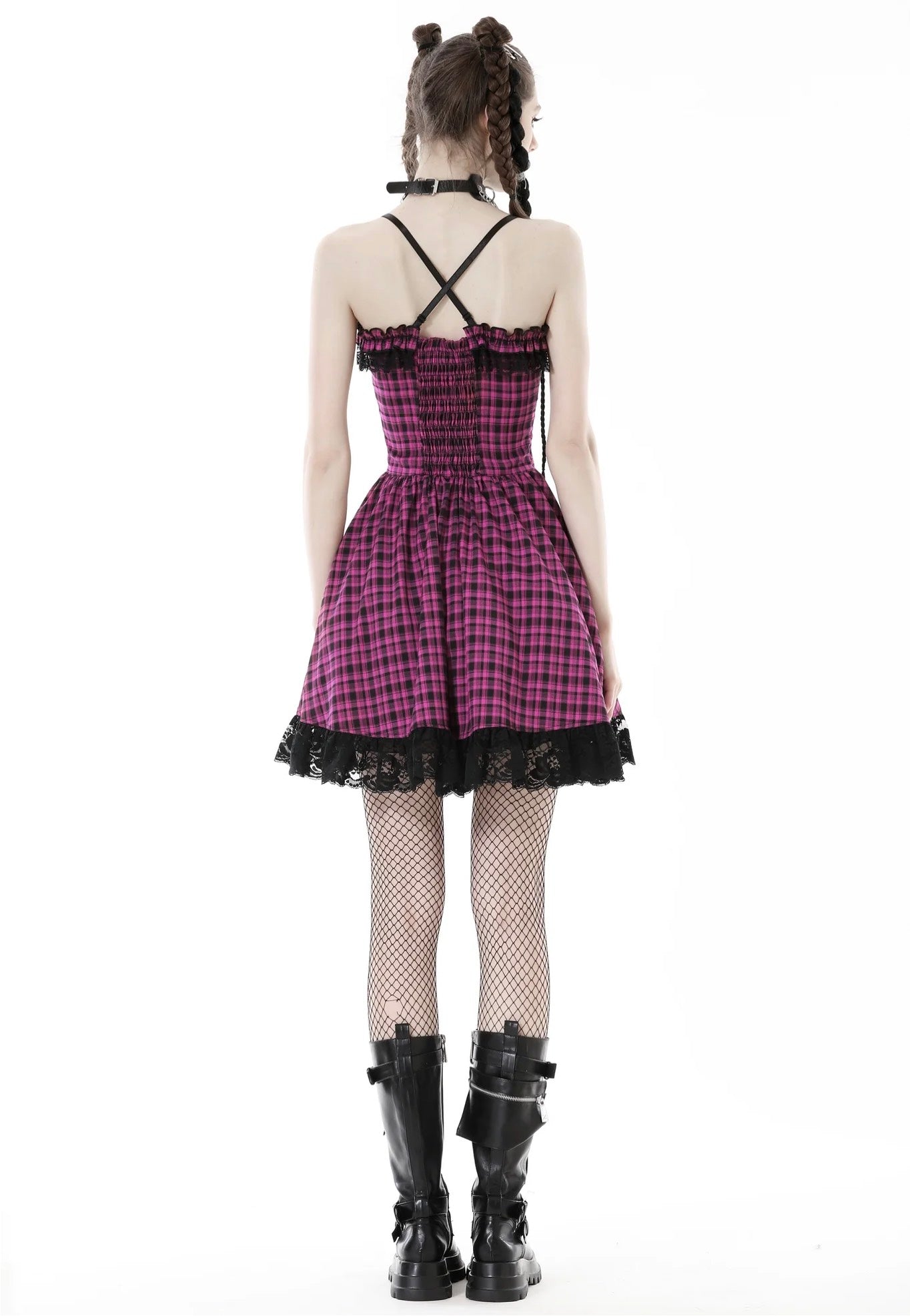 Dark In Love - Rebel Pink Check Sweet Cool Pink - Dress | Women-Image