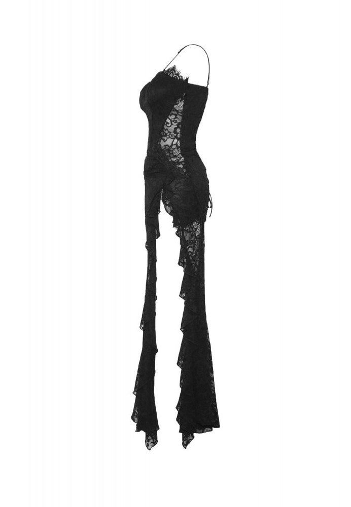 Dark In Love - Gothic Lace See-Through Sexy Waint Lace Maxi Strap - Dress | Women-Image