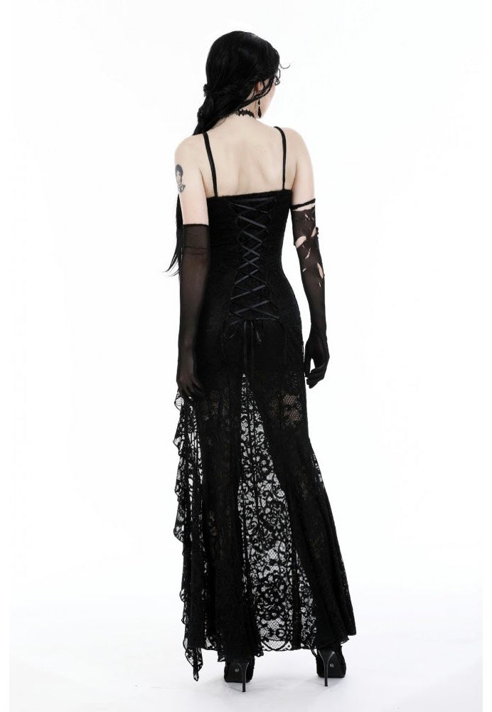 Dark In Love - Gothic Lace See-Through Sexy Waint Lace Maxi Strap - Dress | Women-Image