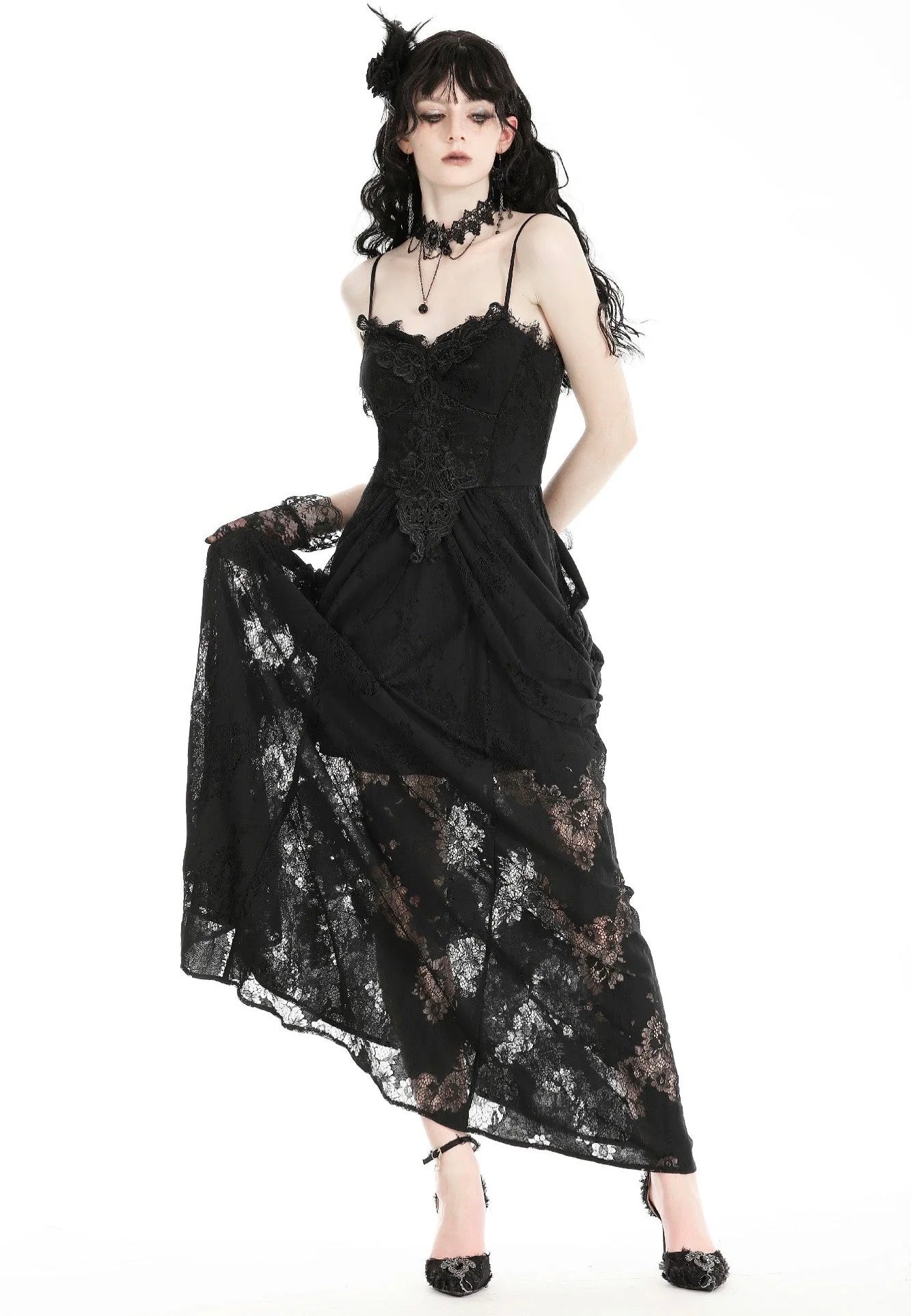 Dark In Love - Gothic Elegant Lace Black - Dress | Women-Image