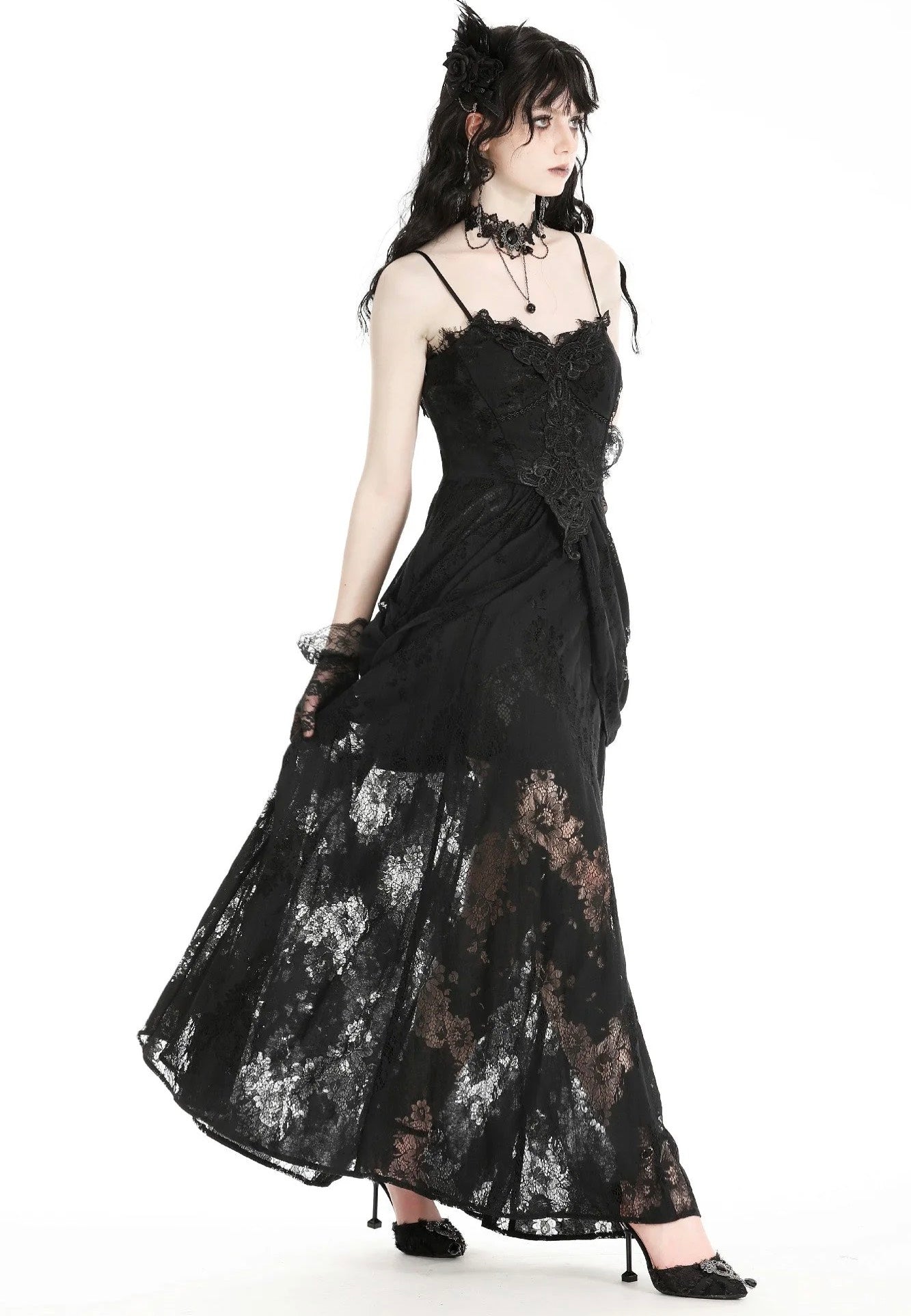 Dark In Love - Gothic Elegant Lace Black - Dress | Women-Image