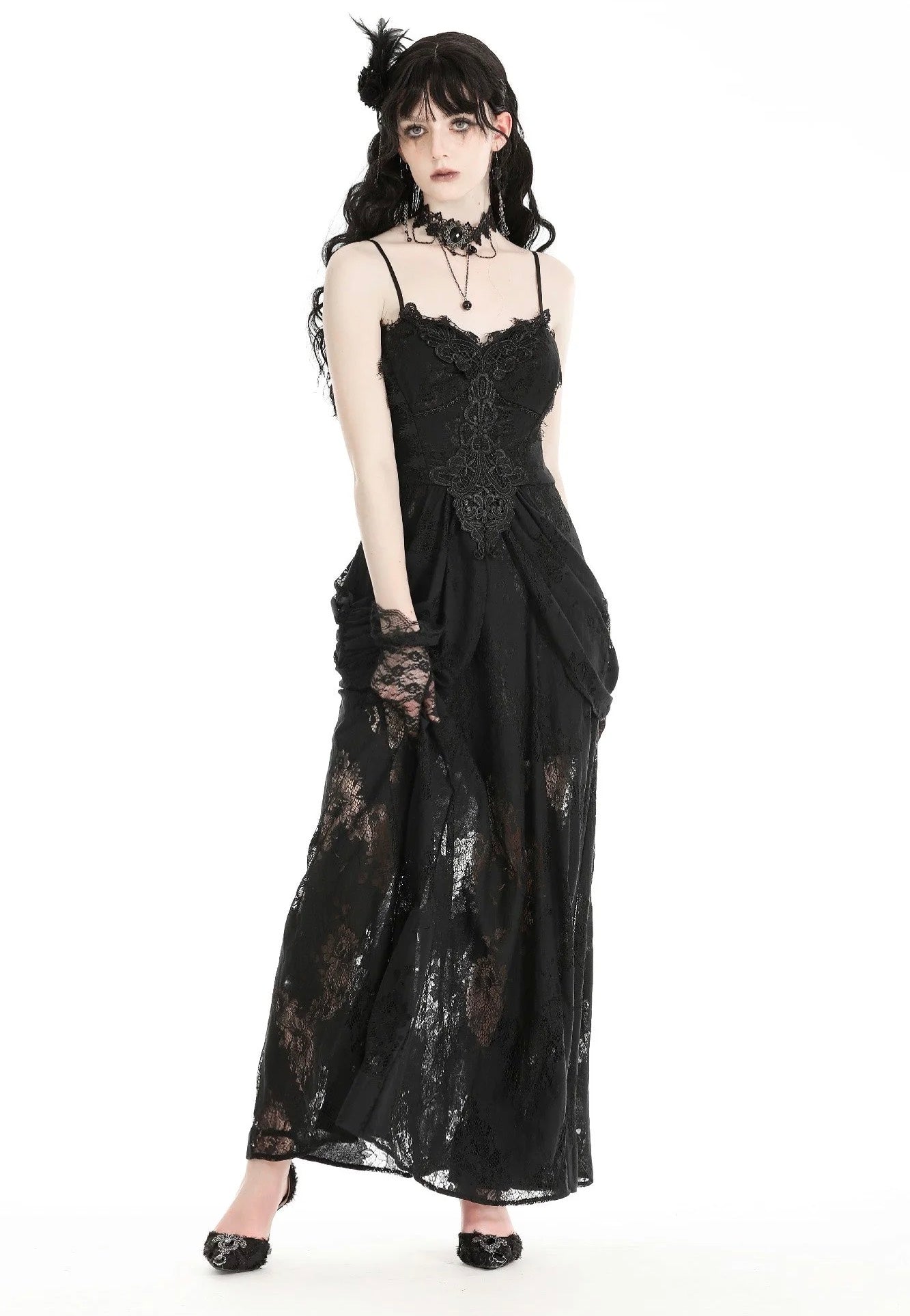 Dark In Love - Gothic Elegant Lace Black - Dress | Women-Image