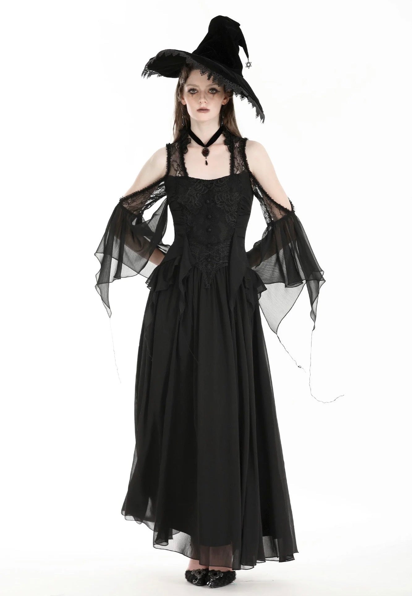 Dark In Love - Halloween Witch Off Shoulder Black - Dress | Women-Image