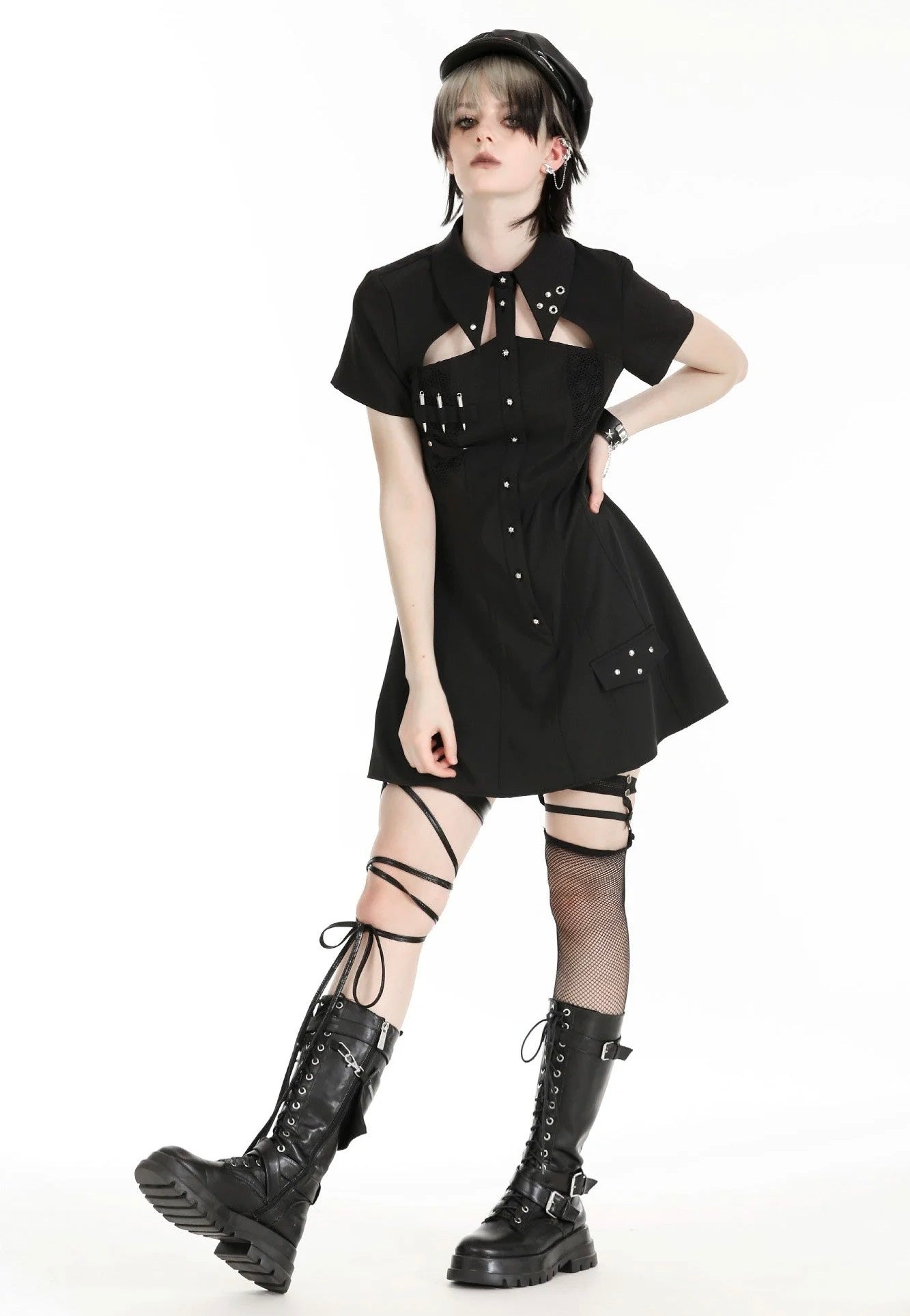 Dark In Love - Military Gothic Black - Dress | Women-Image