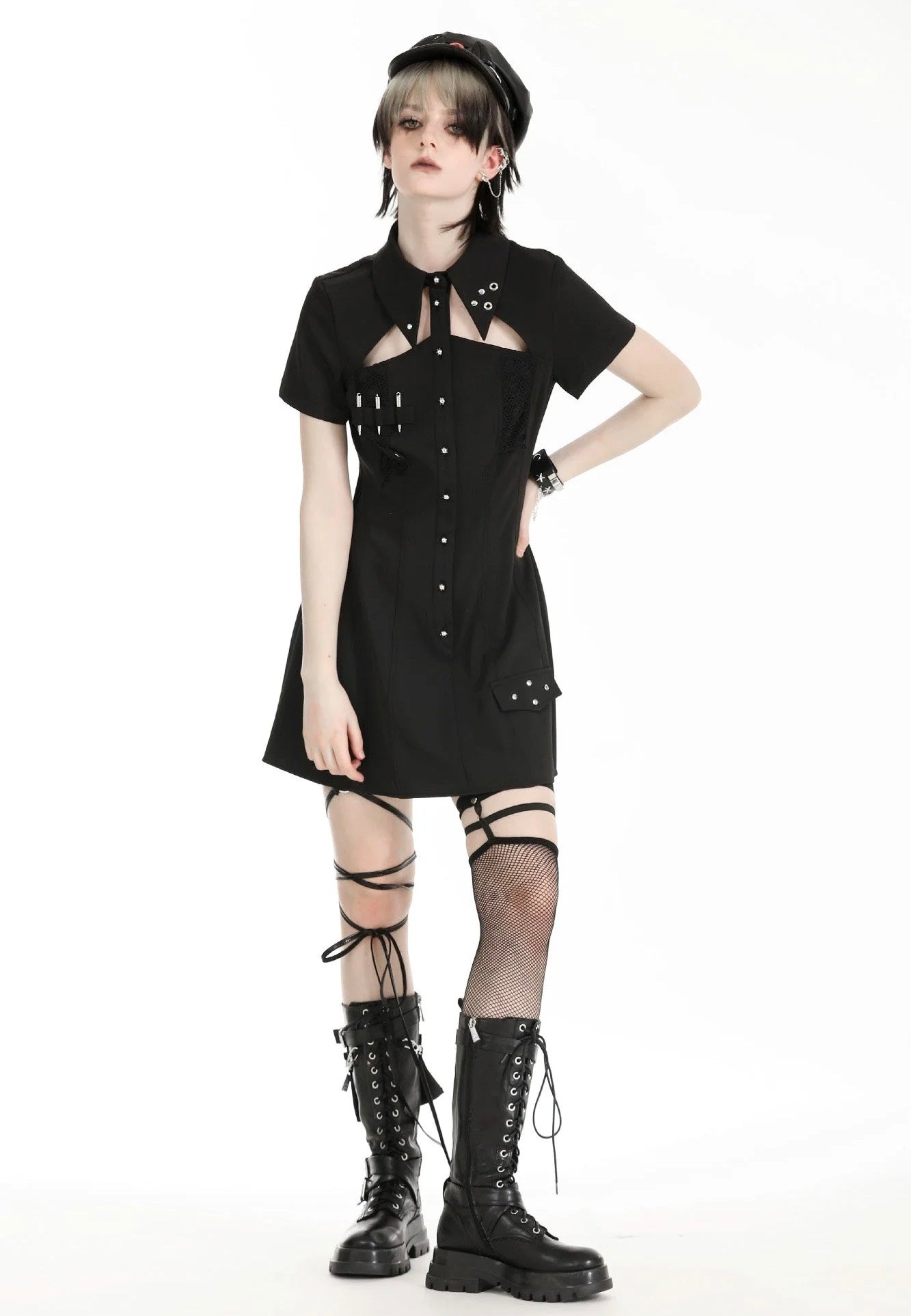 Dark In Love - Military Gothic Black - Dress | Women-Image