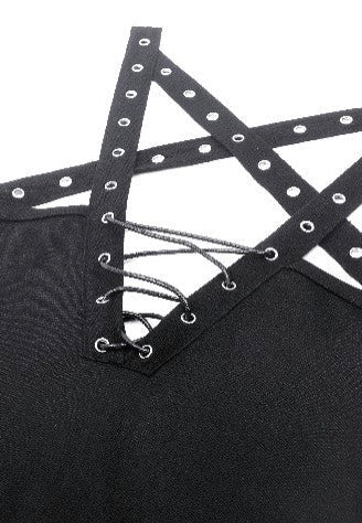 Dark In Love - Spider Web With Metal Pentagrams Black - Dress | Women-Image