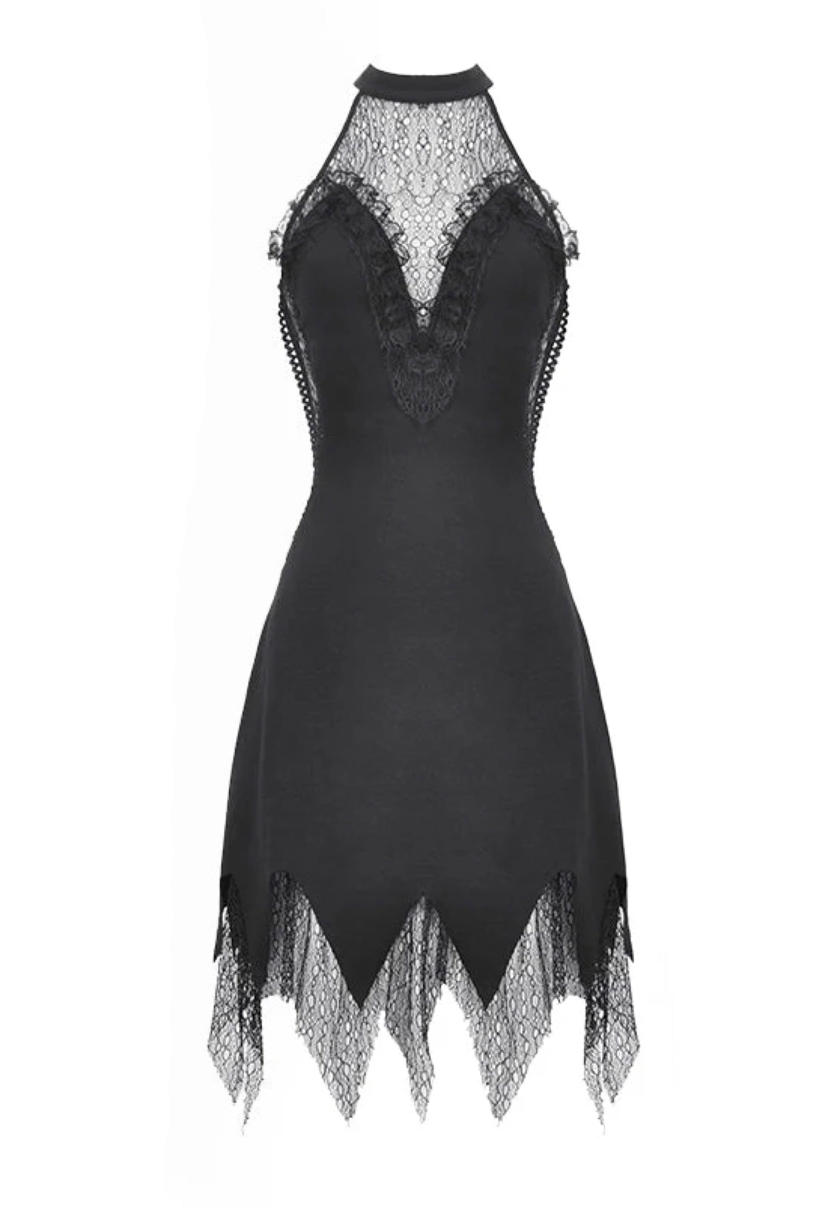 Dark In Love - Devil Sexy Net Deep V Neck Black - Dress | Women-Image