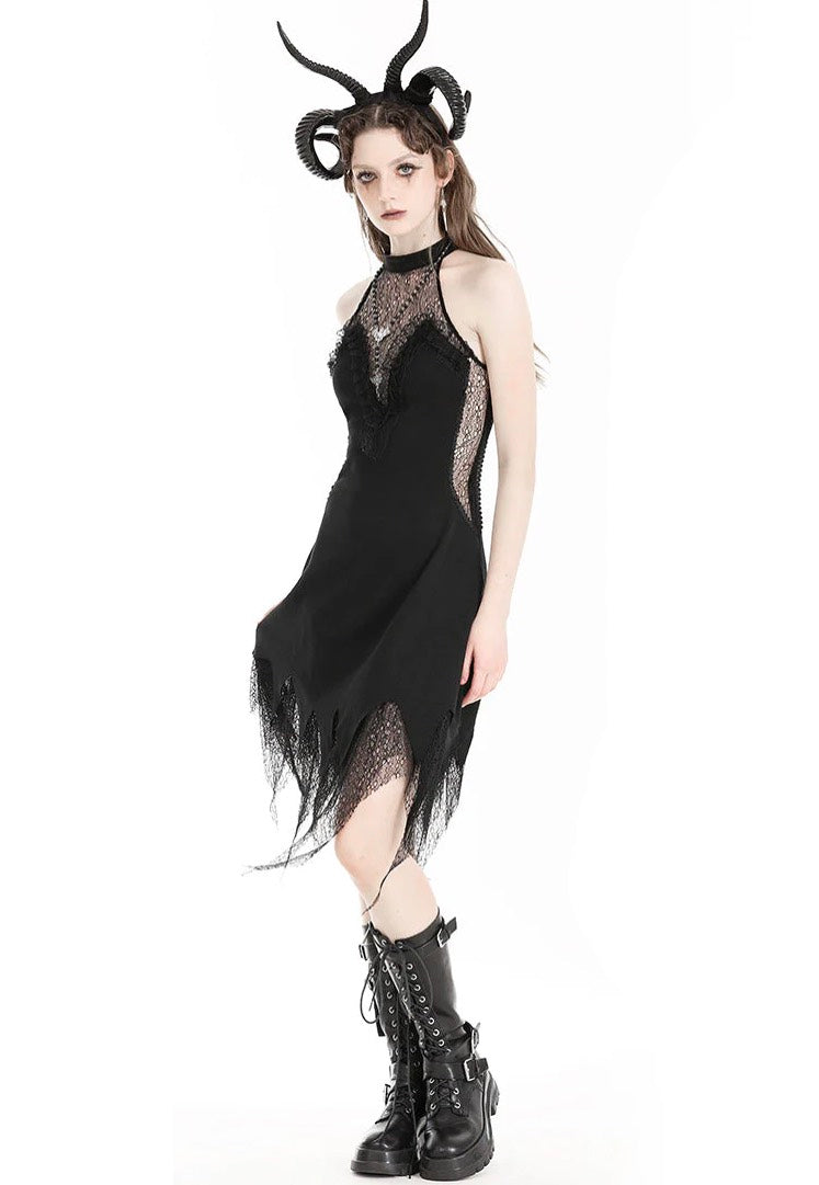 Dark In Love - Devil Sexy Net Deep V Neck Black - Dress | Women-Image