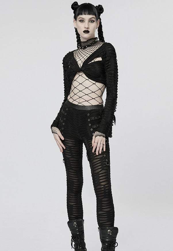 Punk Rave - Echo Cropped Mesh Black - Top | Women-Image