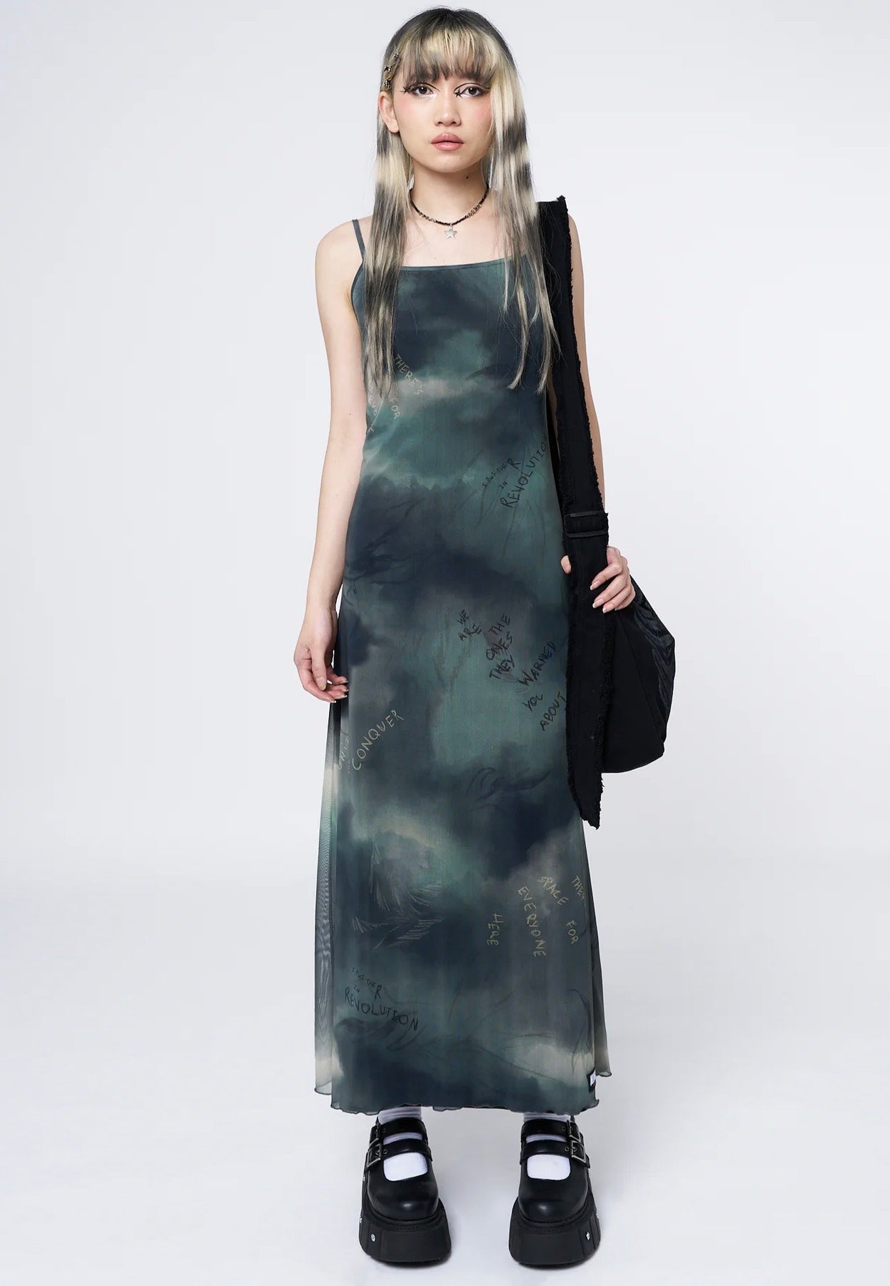 Minga London - Eden Green Mesh Maxi - Dress | Women-Image