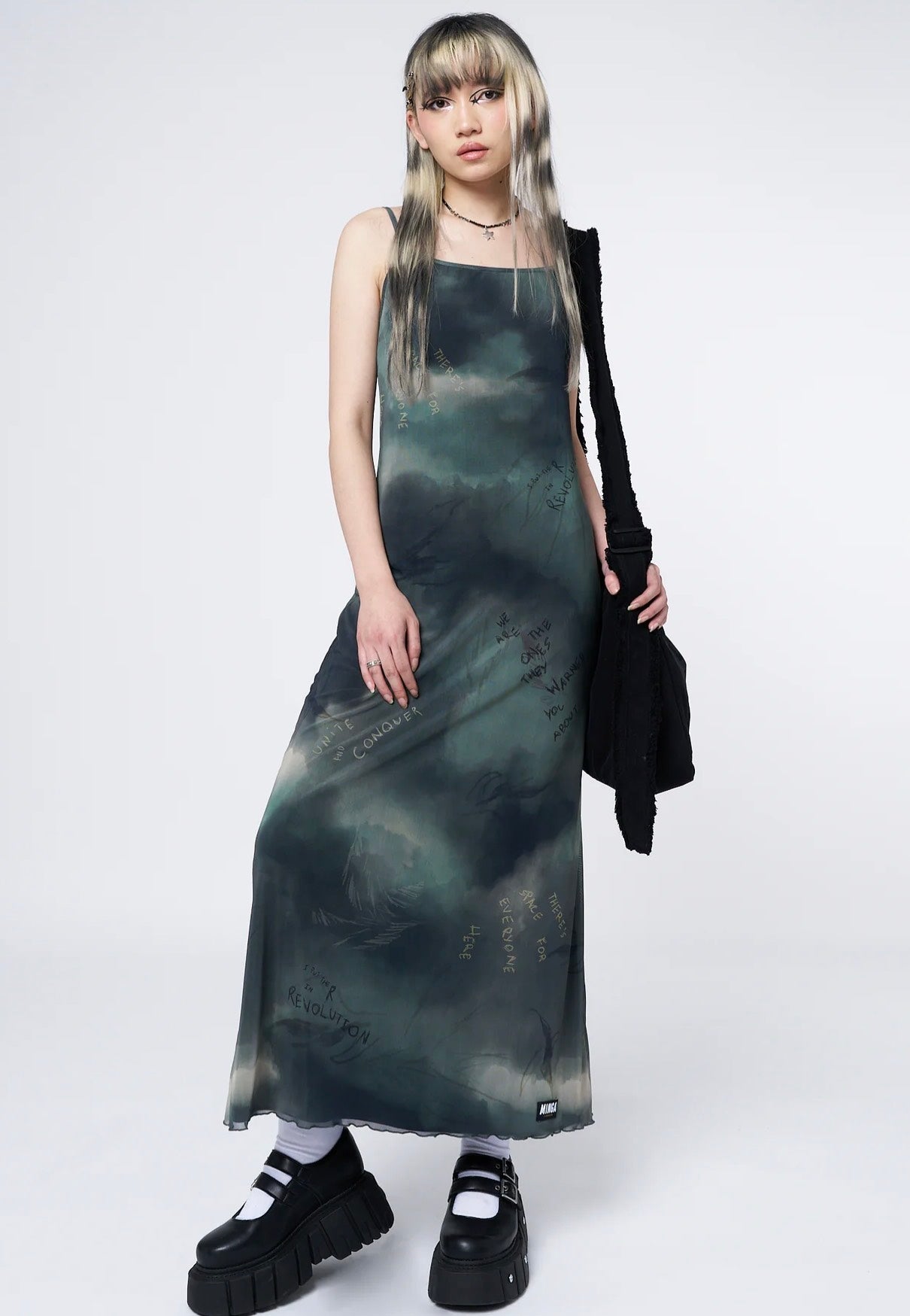 Minga London - Eden Green Mesh Maxi - Dress | Women-Image