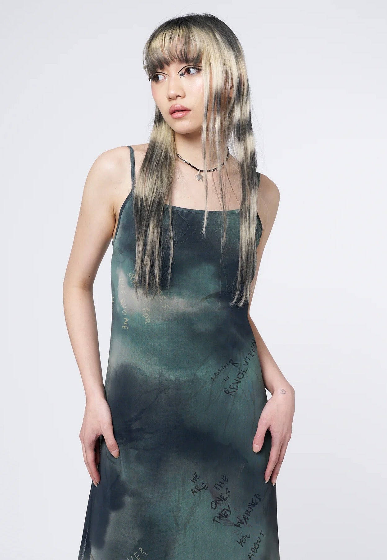 Minga London - Eden Green Mesh Maxi - Dress | Women-Image