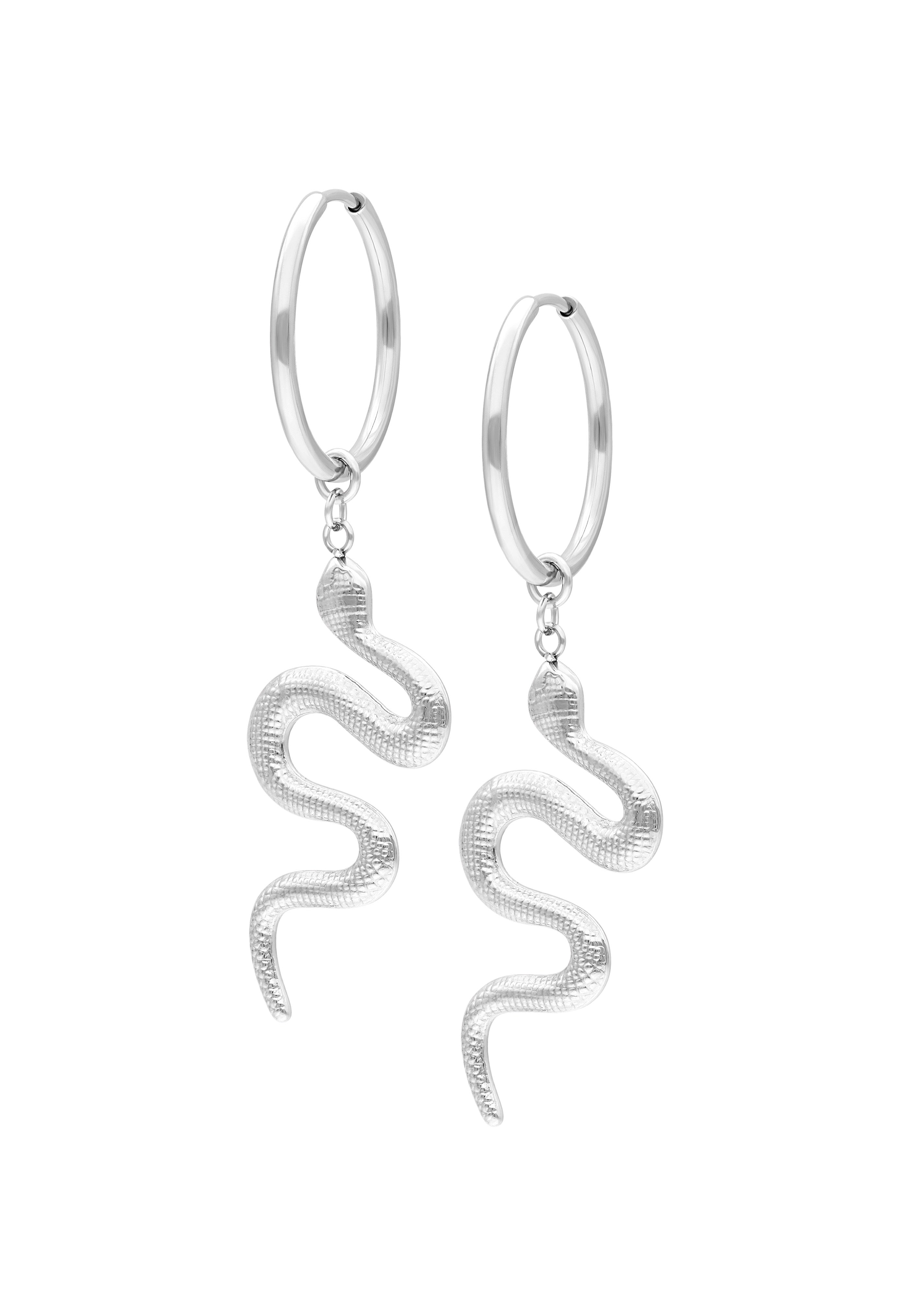 Wildcat - Big Snake Hoops (Pair) Silver - Earrings | Neutral-Image