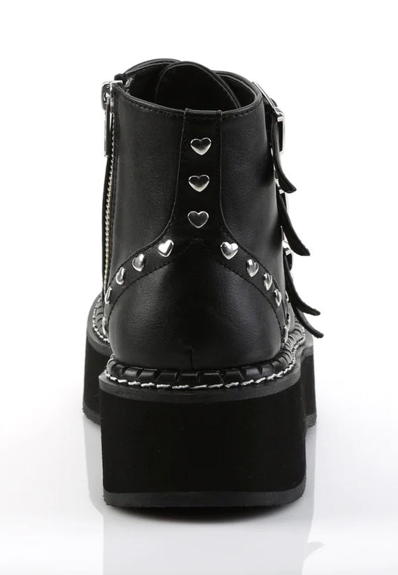 DemoniaCult - Emily 315 Lace Up Front Buckle Strap Black Vegan Leather - Girl Shoes | Women-Image